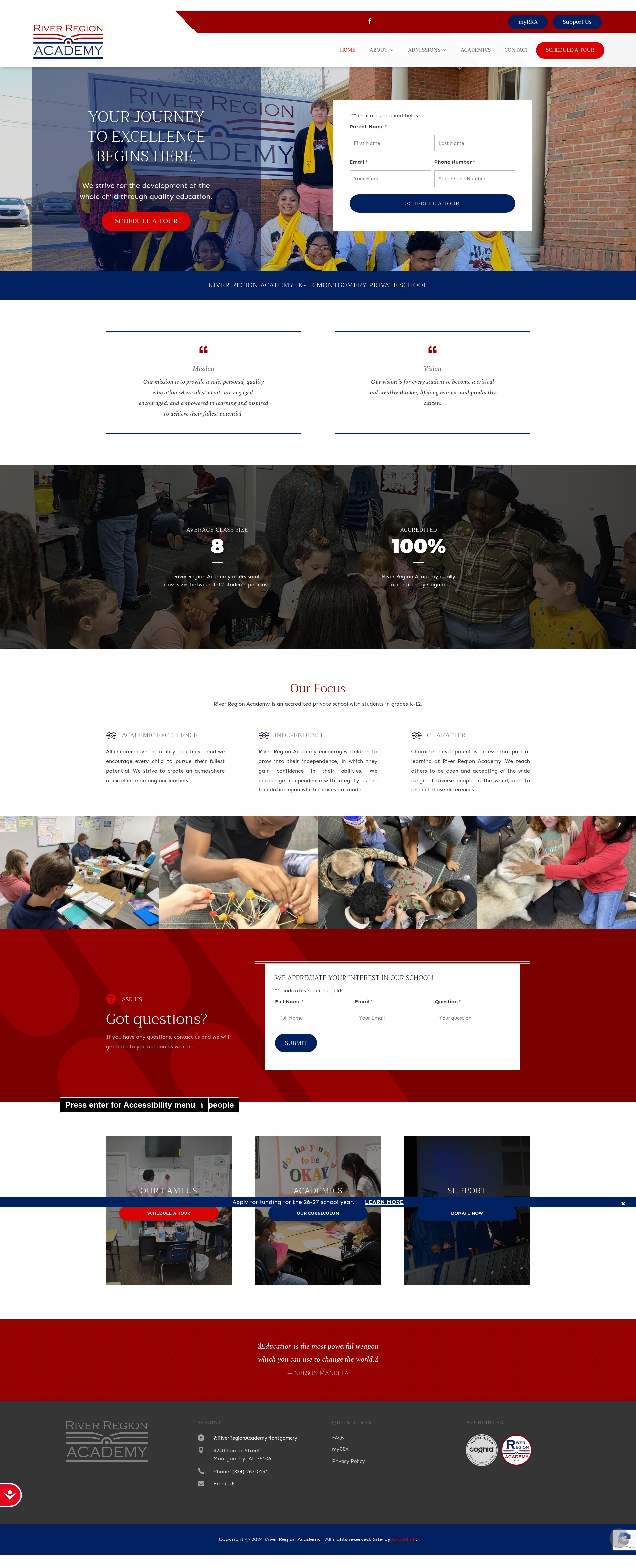 Screenshot of riverregionacademy.com