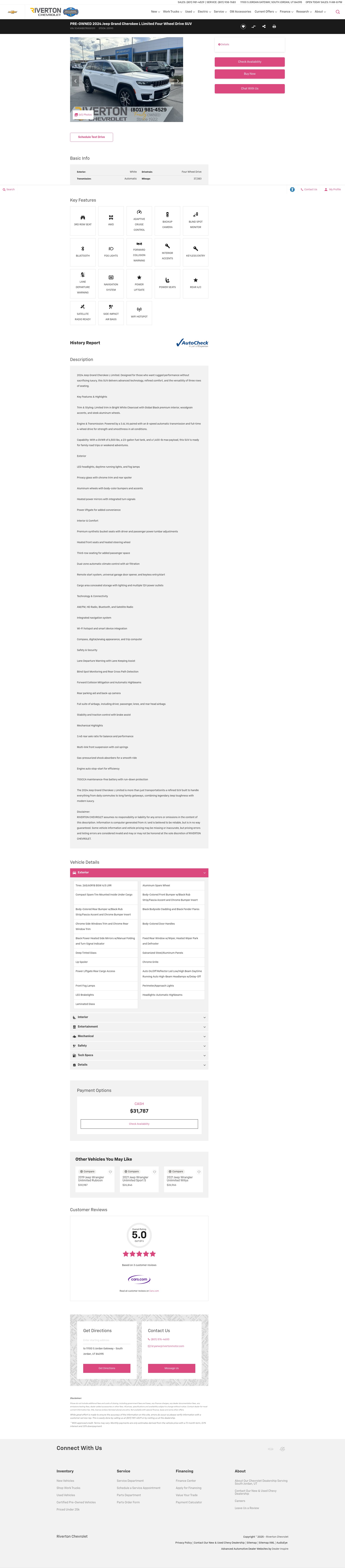 Screenshot of rivertonchevy.com