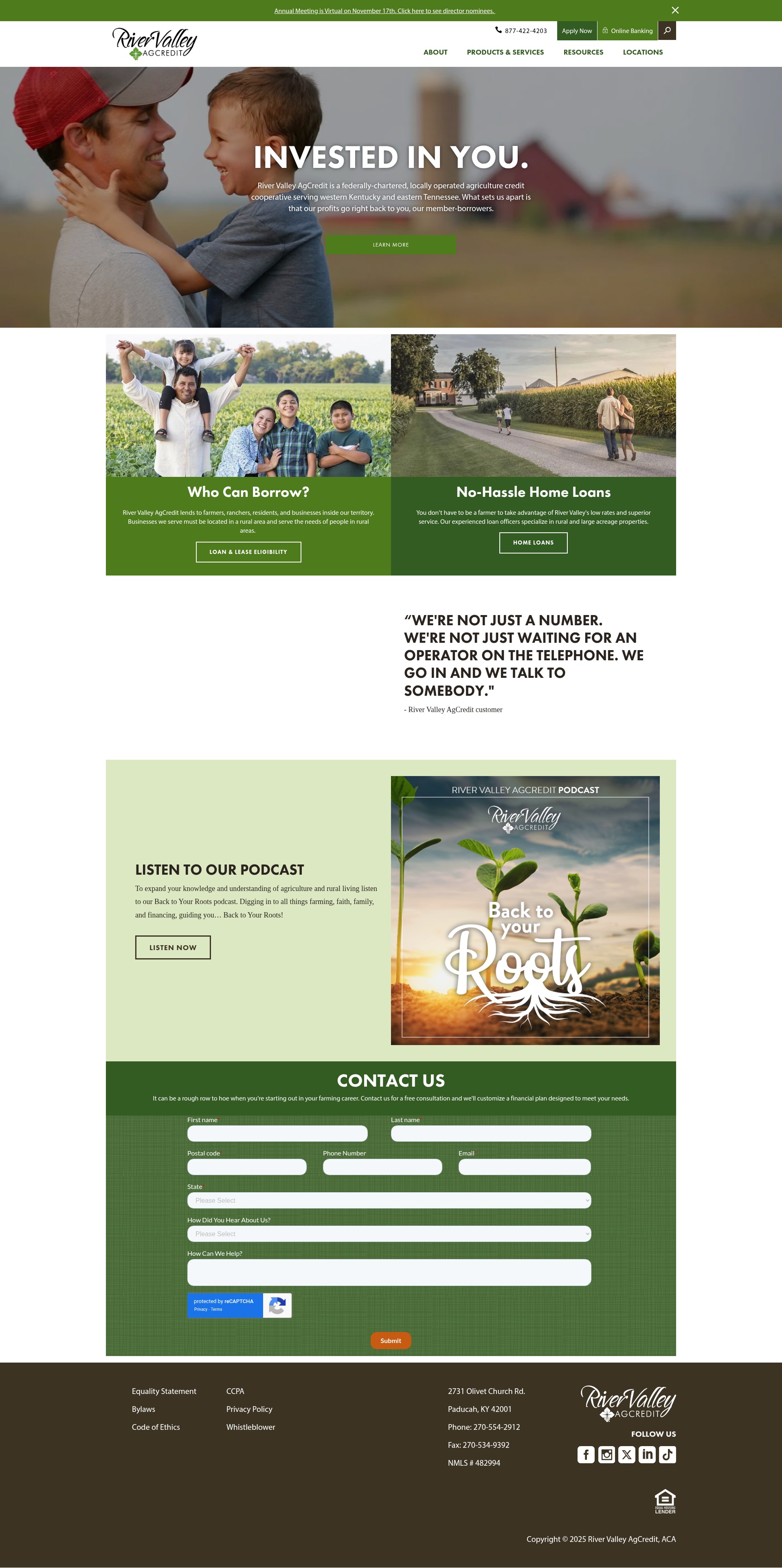 Screenshot of rivervalleyagcredit.com