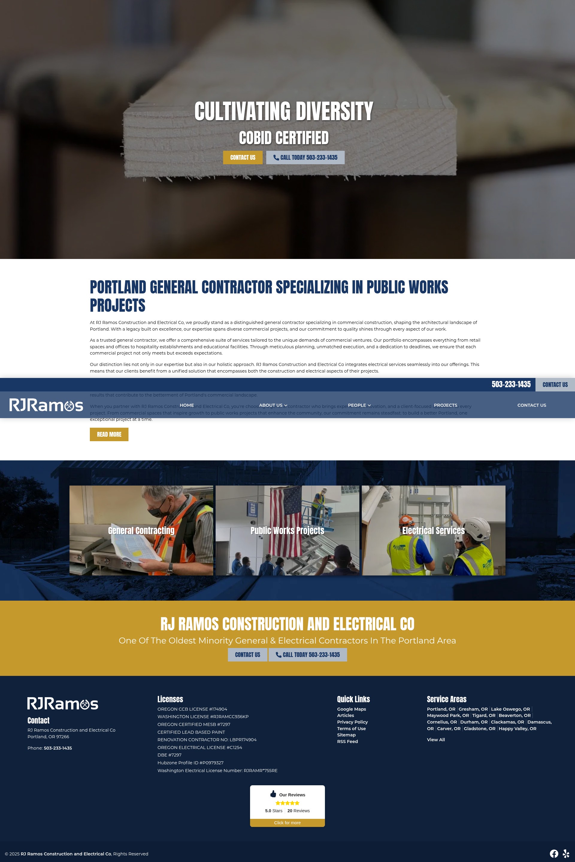 Screenshot of rjramosconstruction.com
