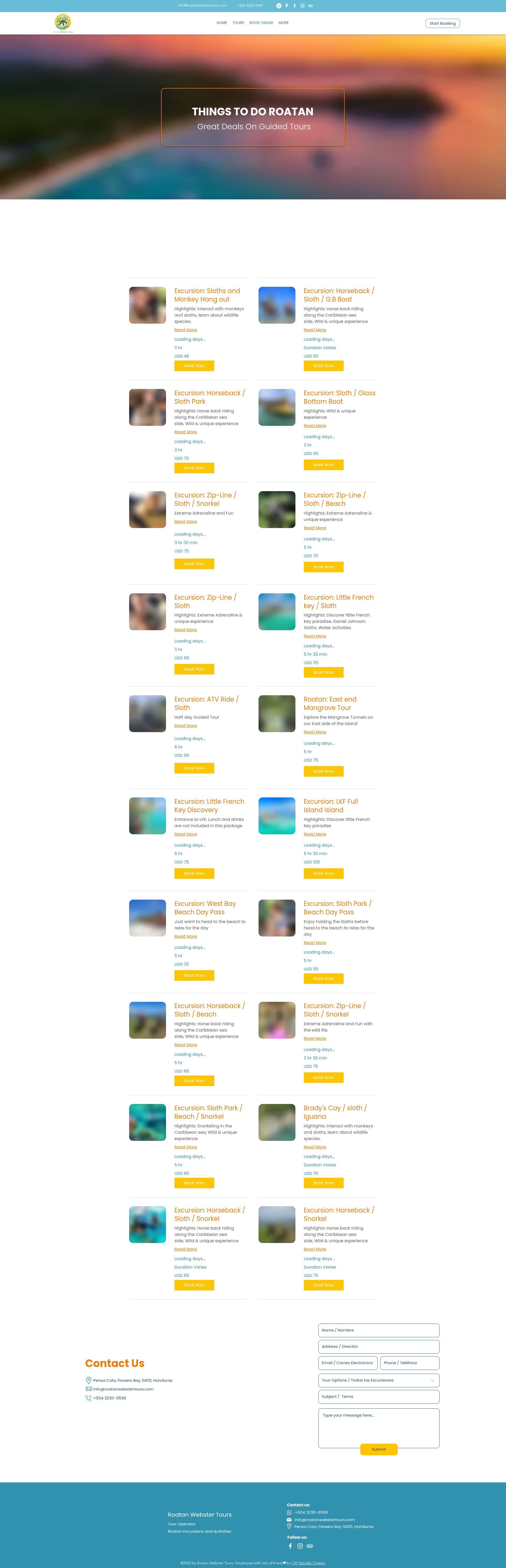 Screenshot of roatanwebstertours.com