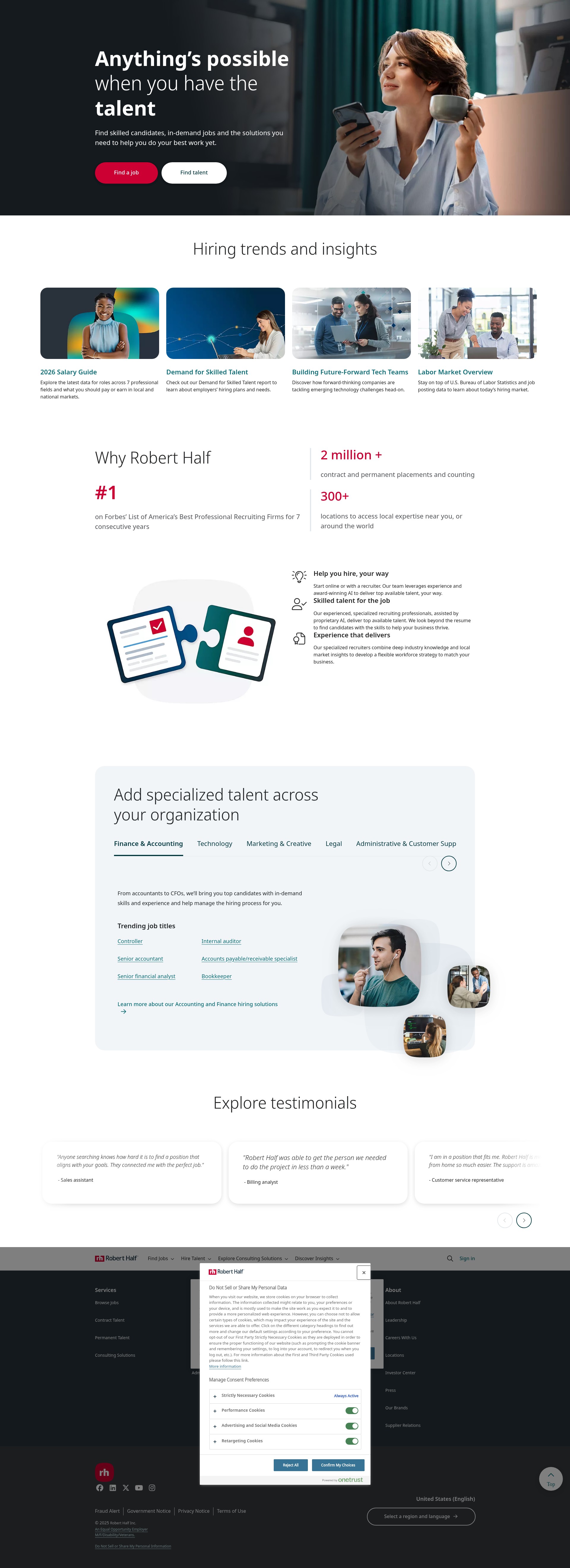 Screenshot of roberthalf.com