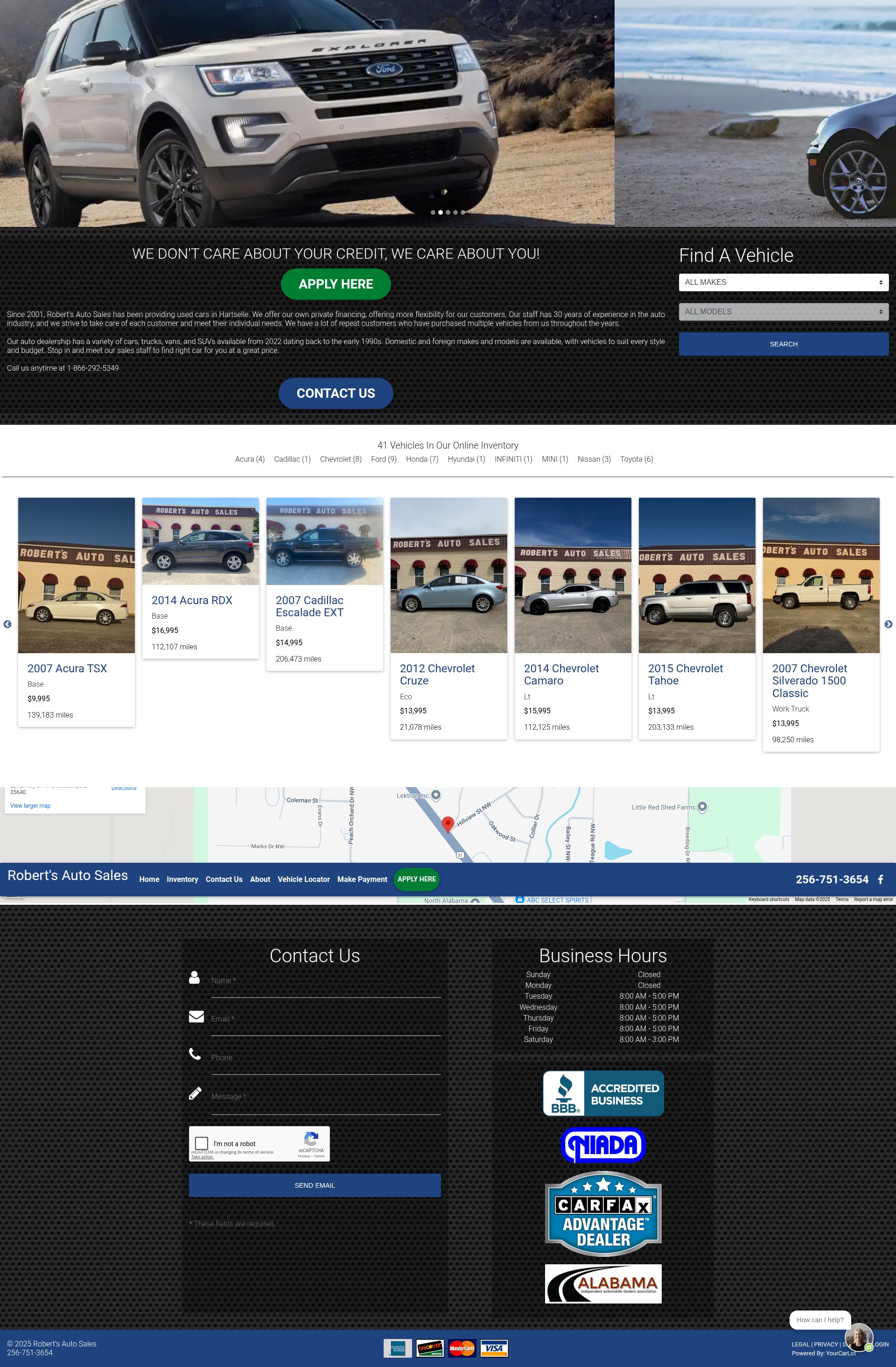 Screenshot of robertsautosaleshartselle.com