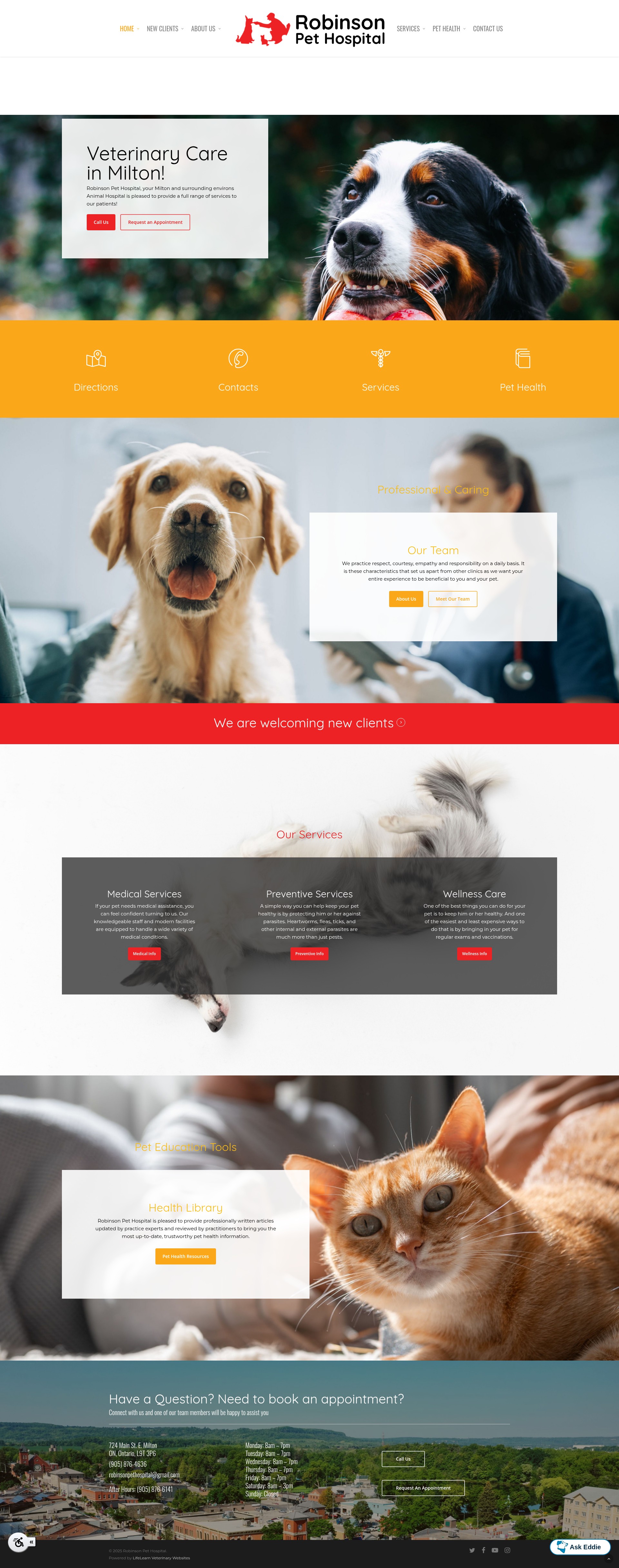 Screenshot of robinsonpethospital.ca
