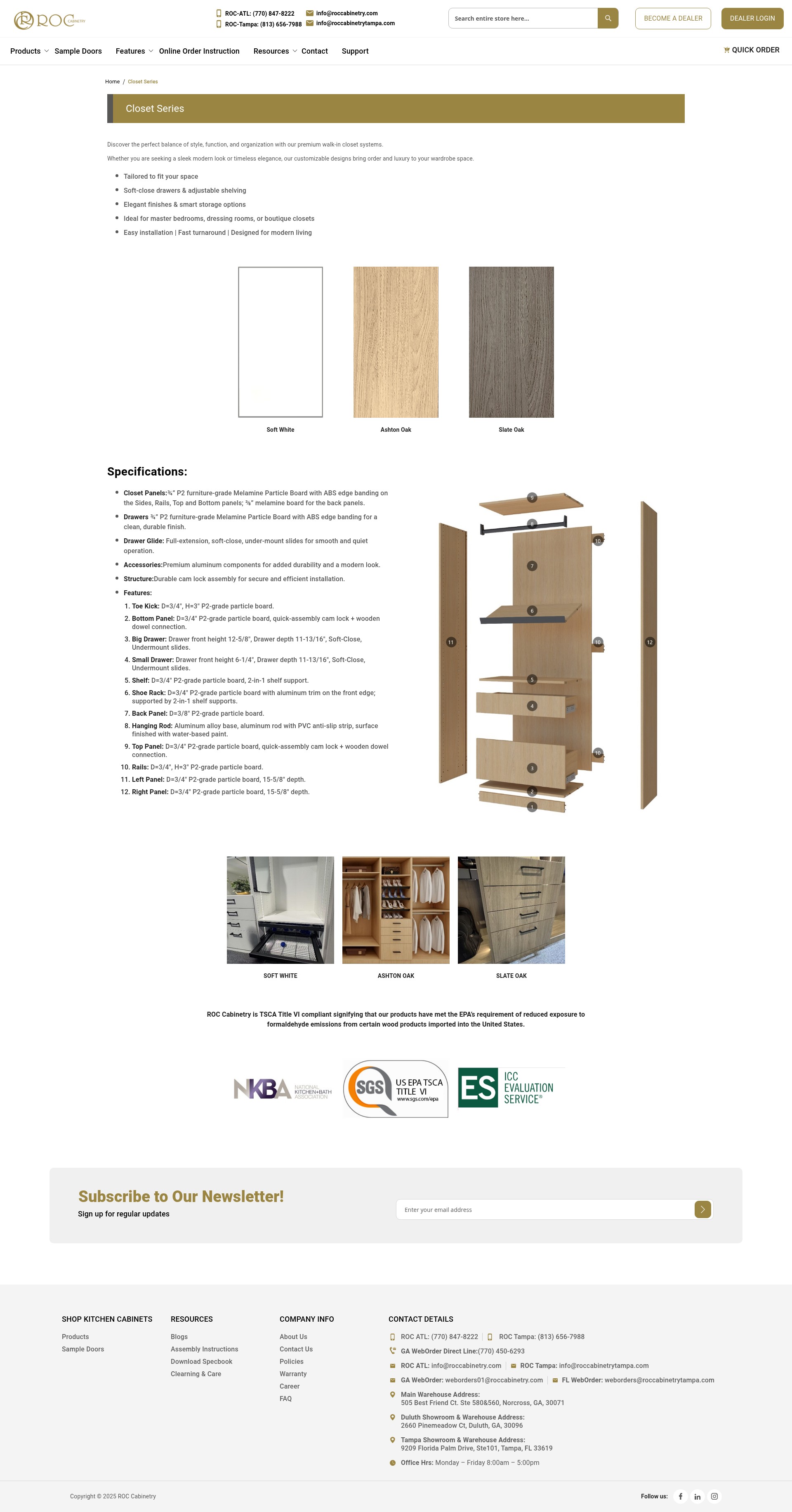 Screenshot of roccabinetry.com