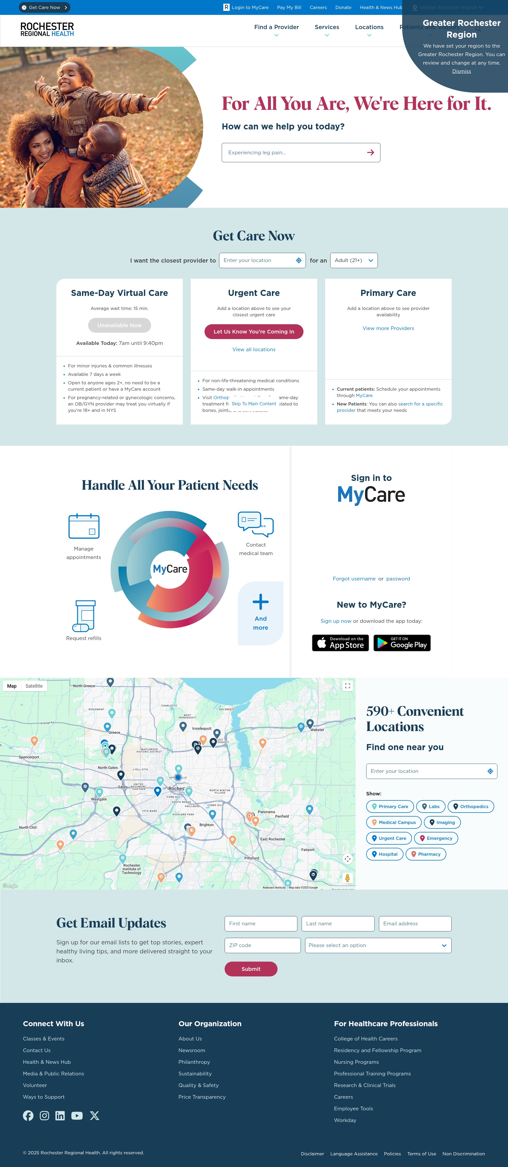 Screenshot of rochesterregional.org