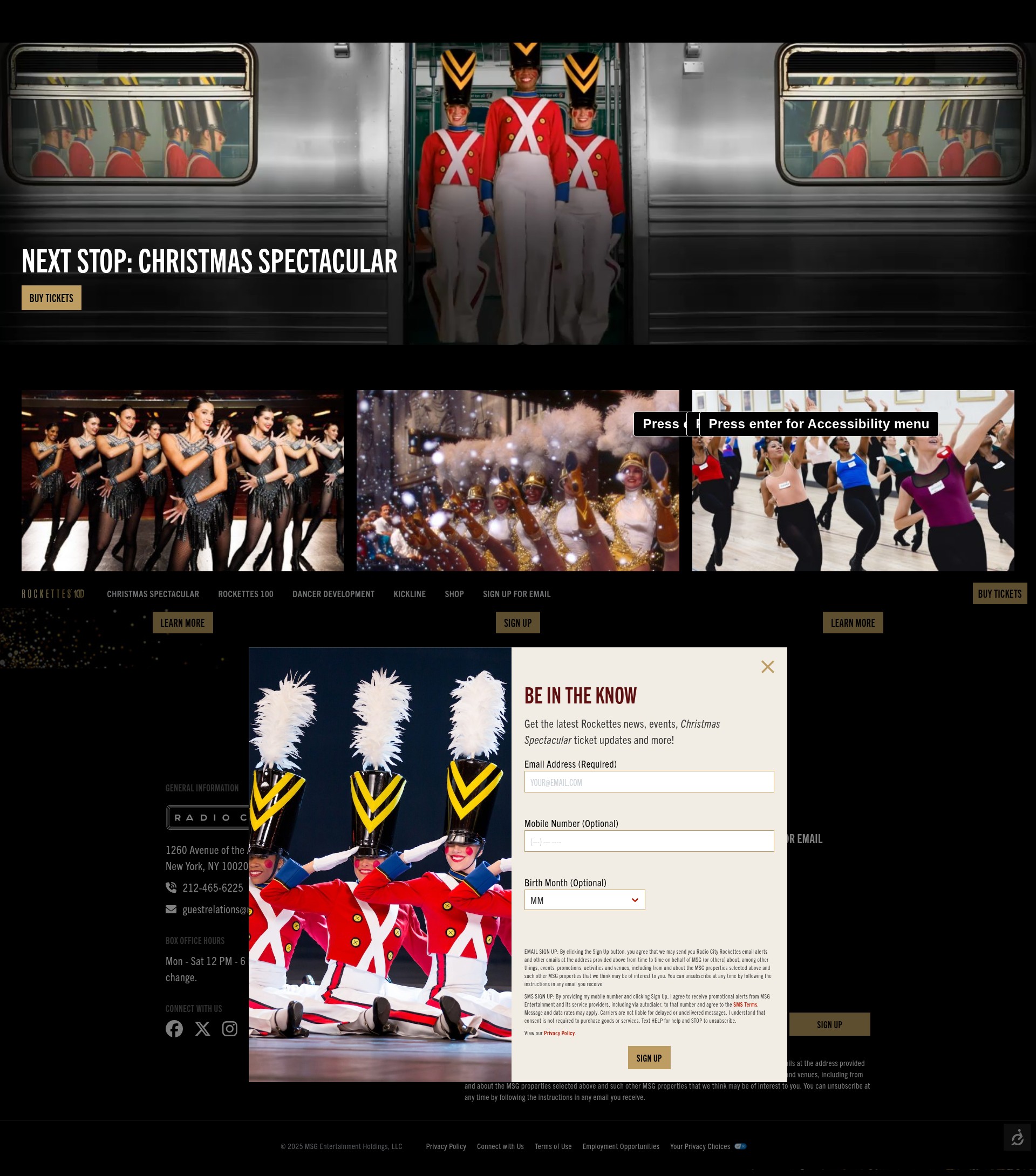 Screenshot of rockettes.com