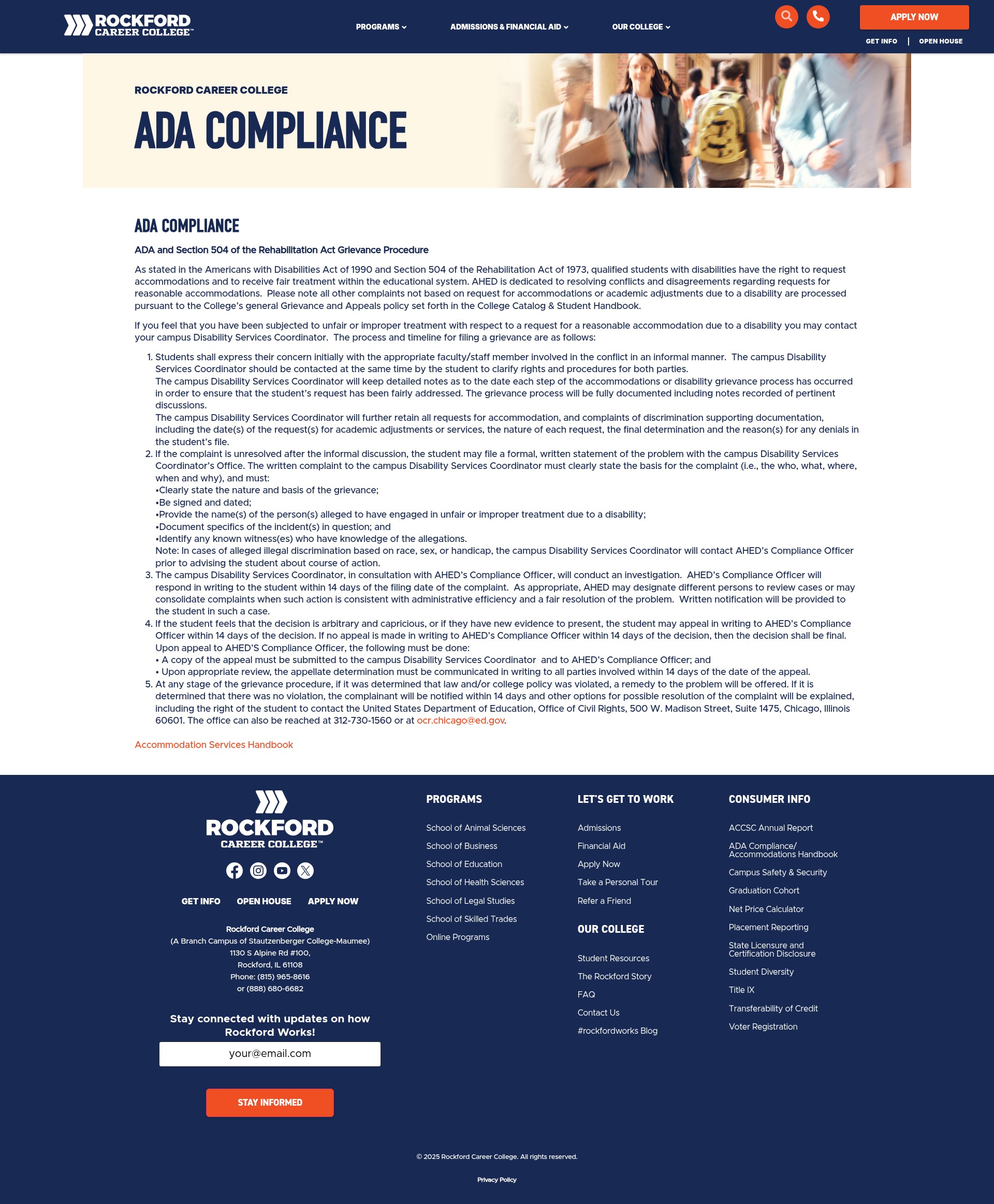 Screenshot of rockfordcareercollege.edu