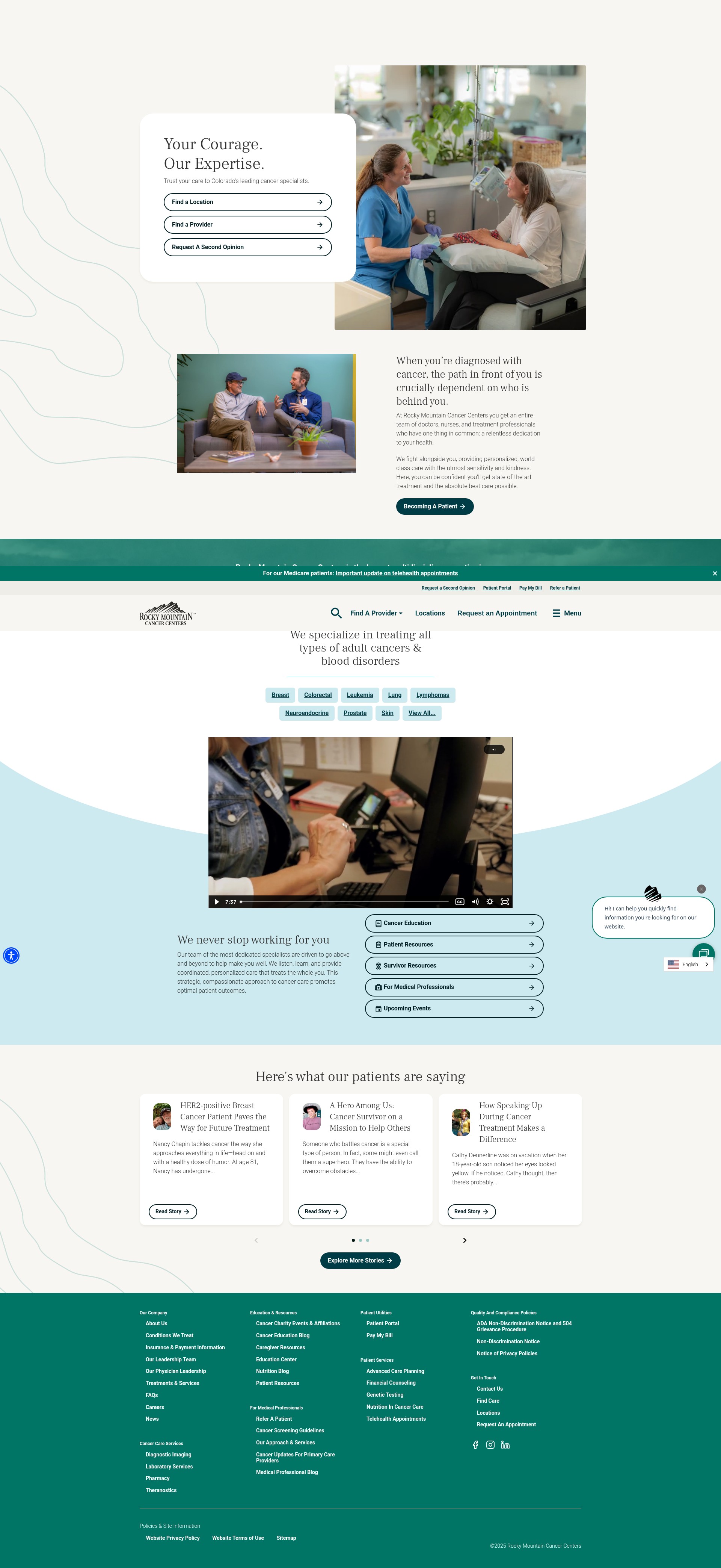 Screenshot of rockymountaincancercenters.com
