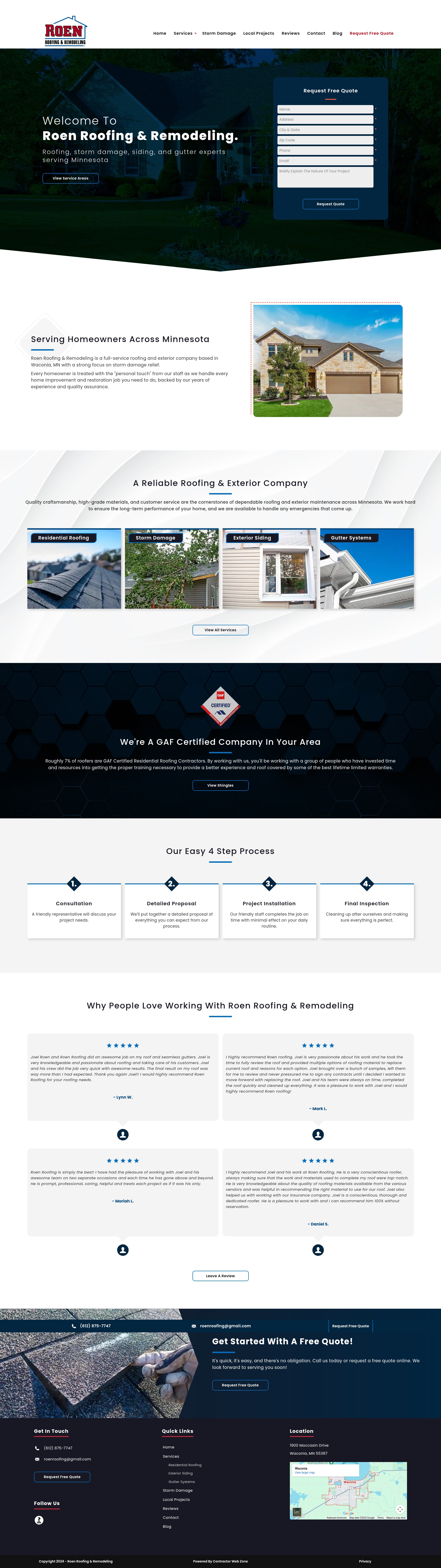 Screenshot of roenroofing.com