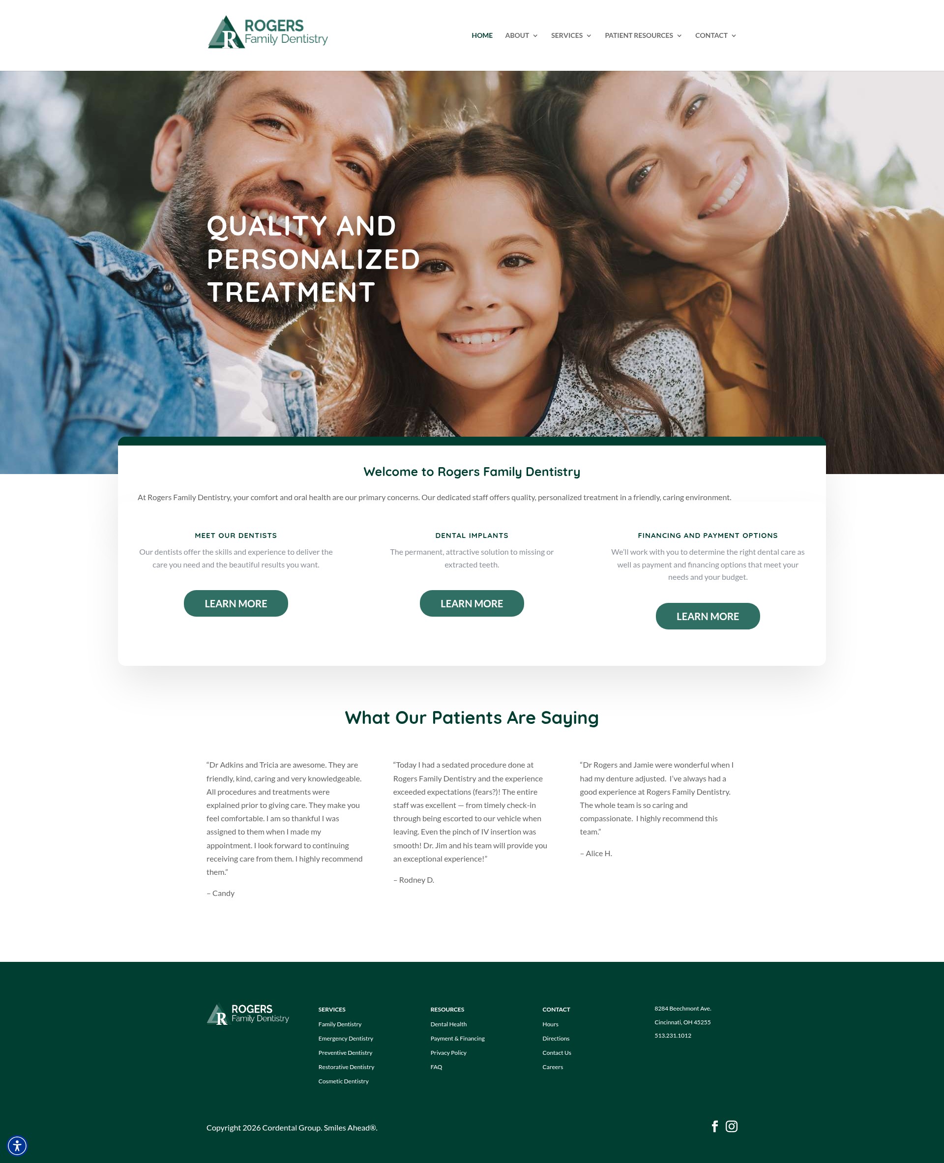 Screenshot of rogersfamilydentist.com