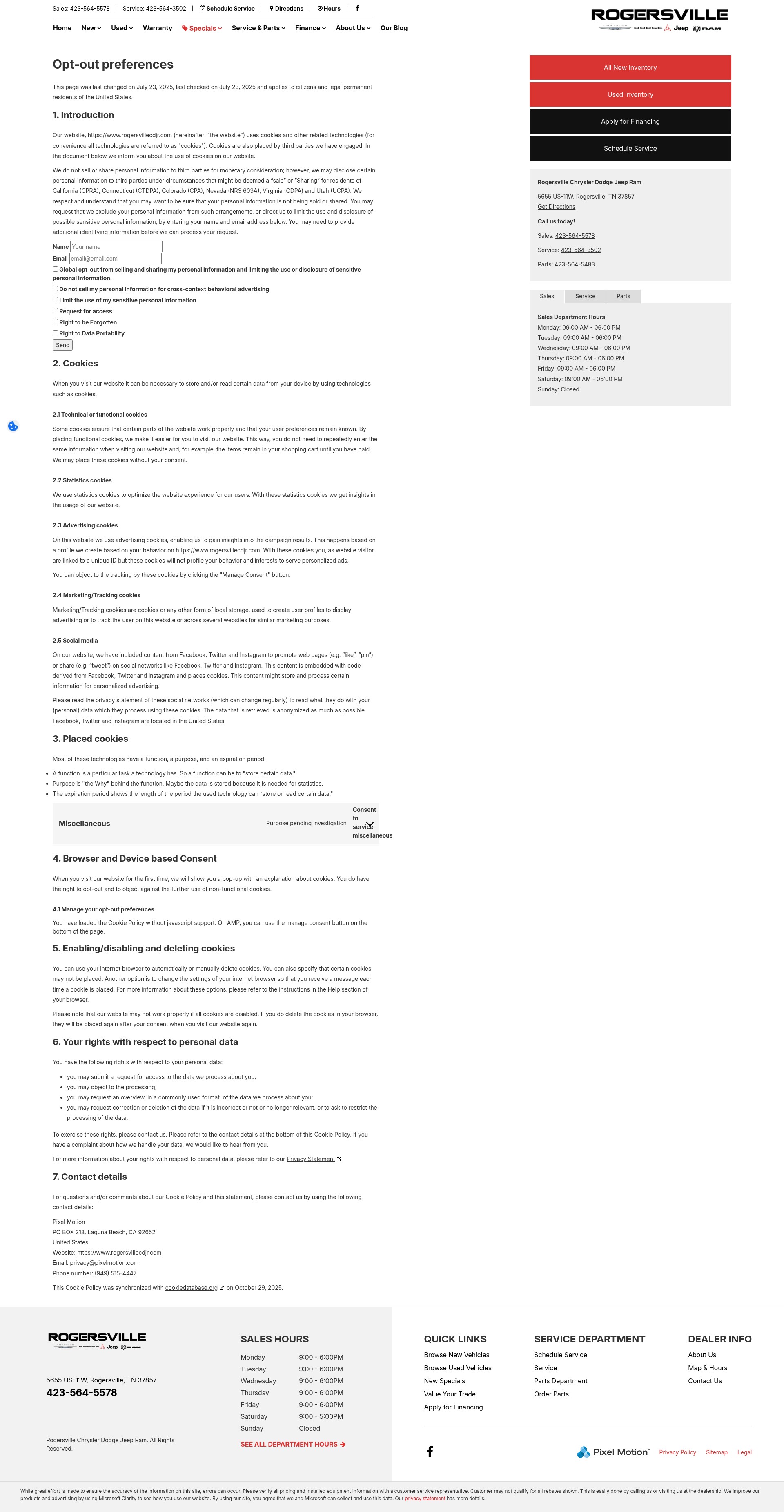 Screenshot of rogersvillecdjr.com