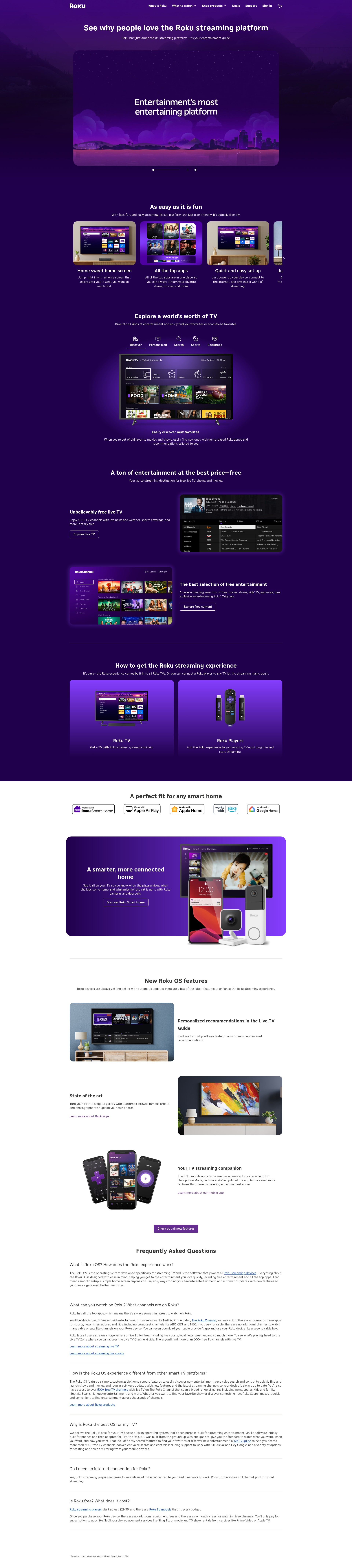 Screenshot of roku.com