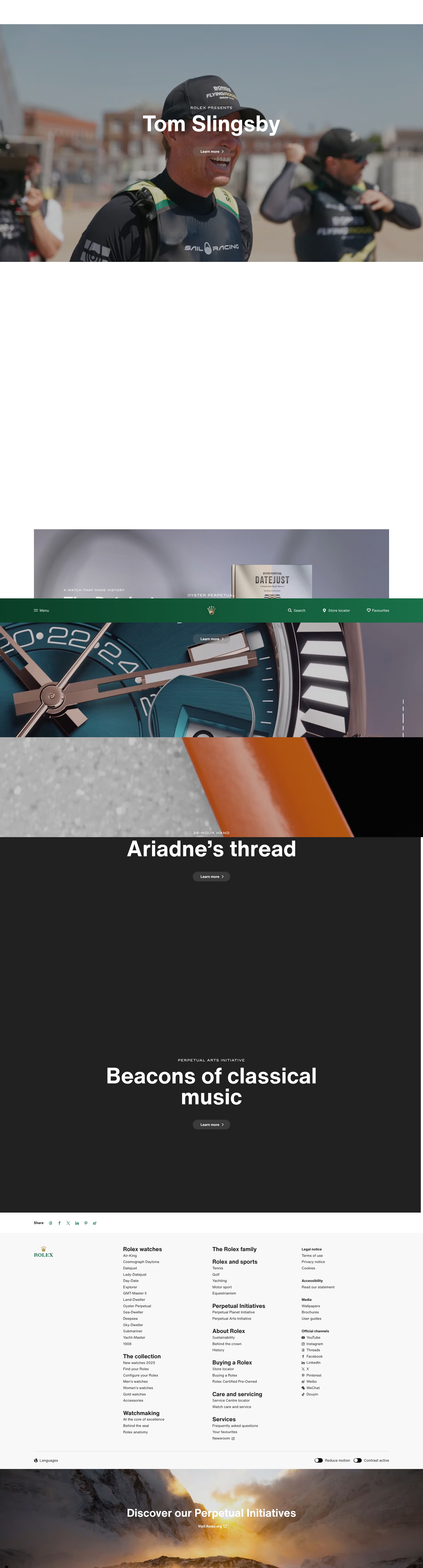 Screenshot of rolex.com