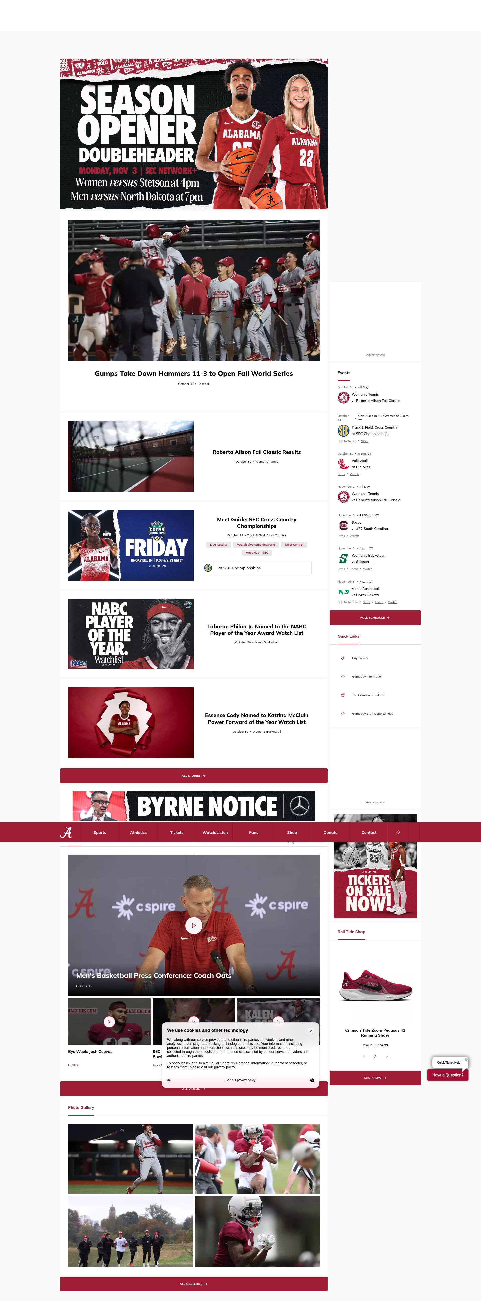 Screenshot of rolltide.com