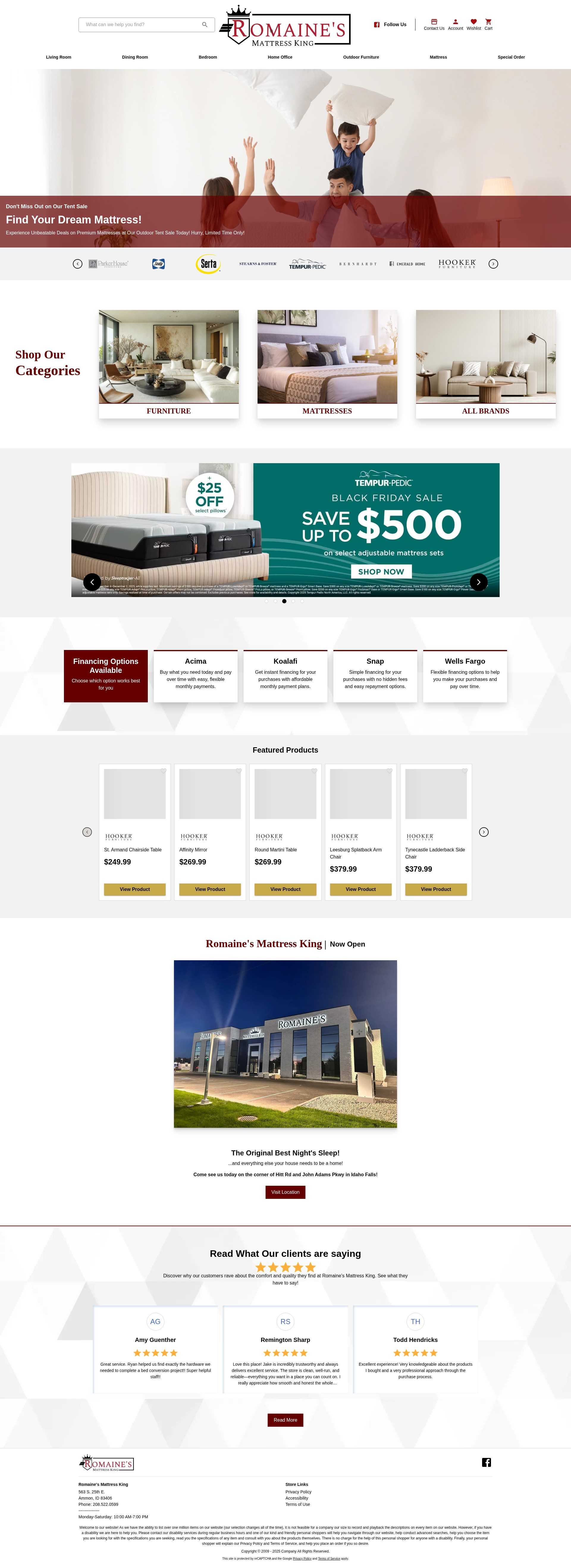 Screenshot of romainesmattress.com