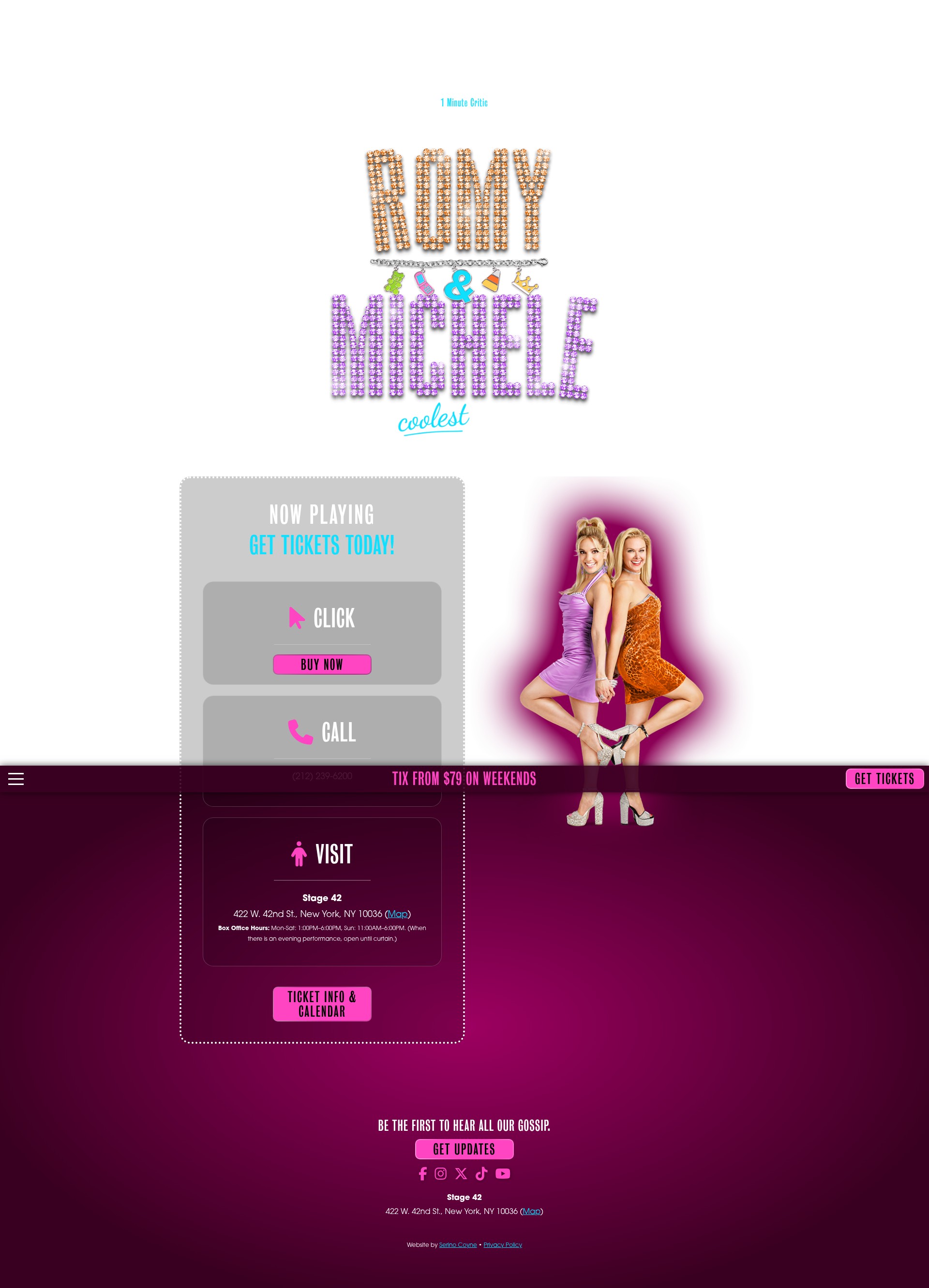 Screenshot of romyandmichelethemusical.com