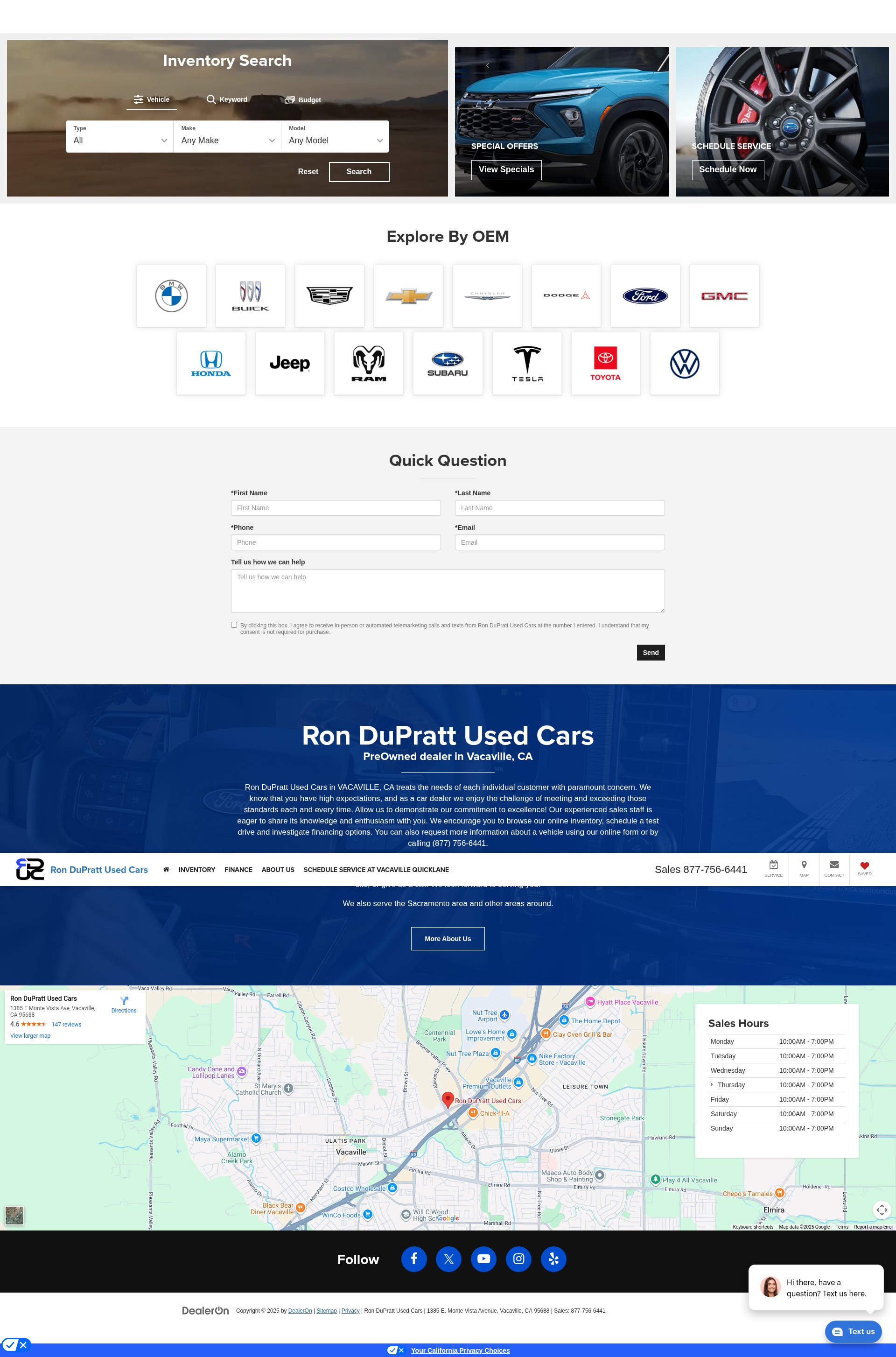 Screenshot of ronduprattusedcars.com