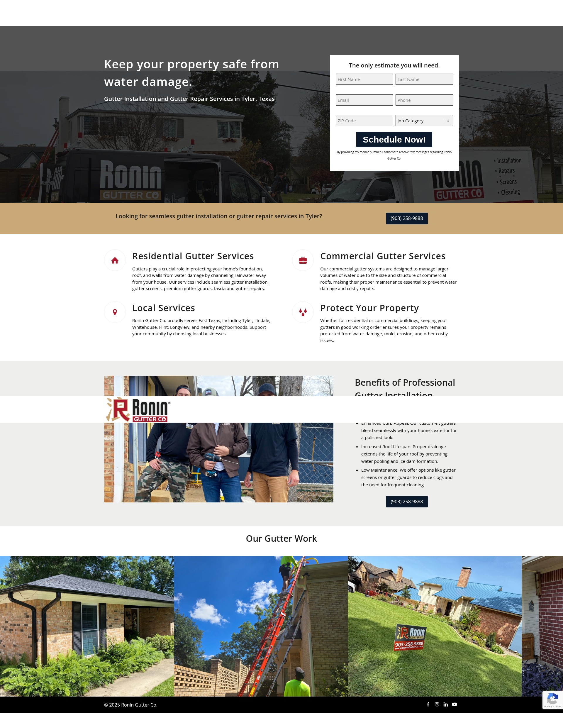 Screenshot of roningutterco.com