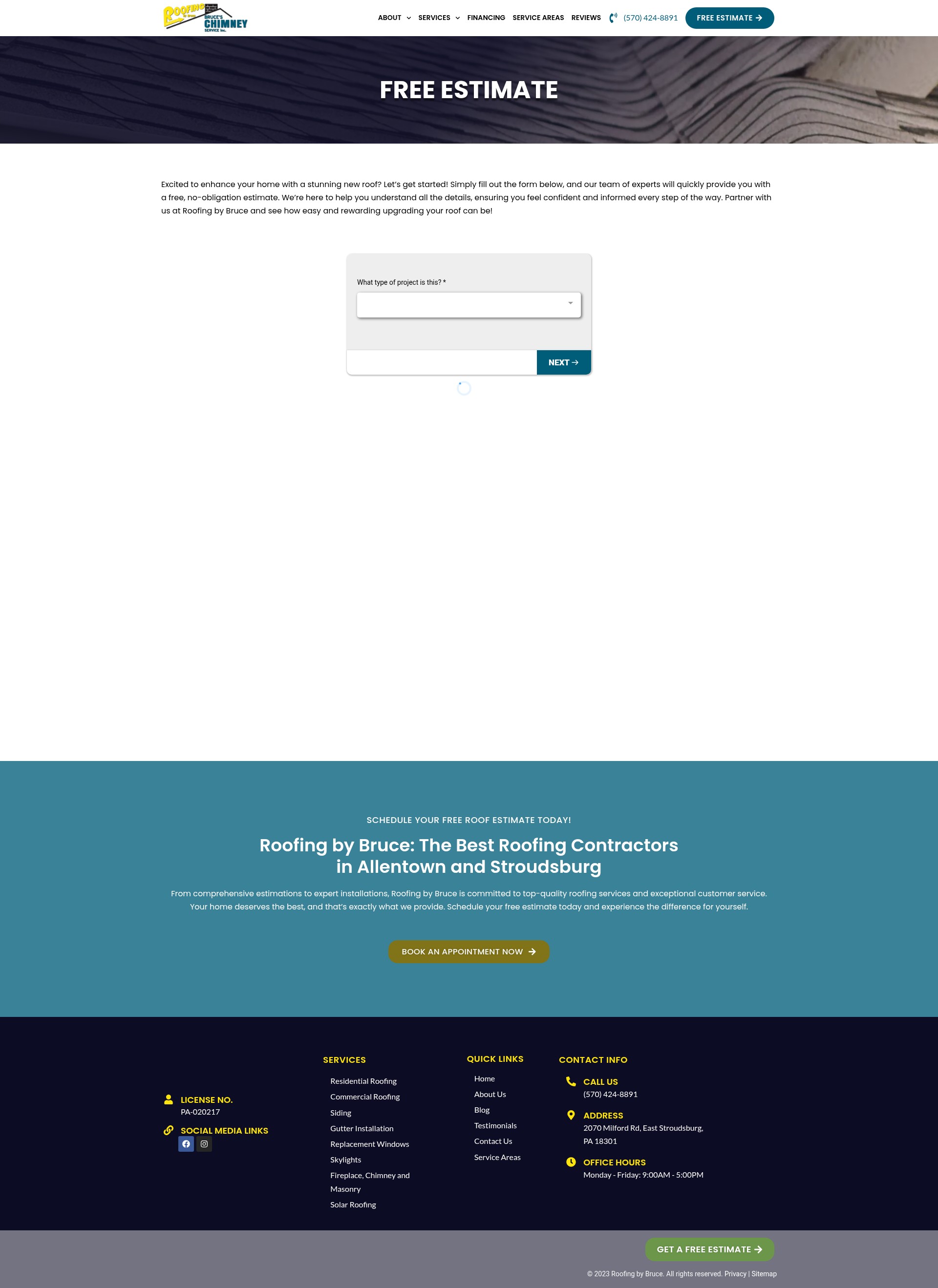 Screenshot of roofingbybruce.com