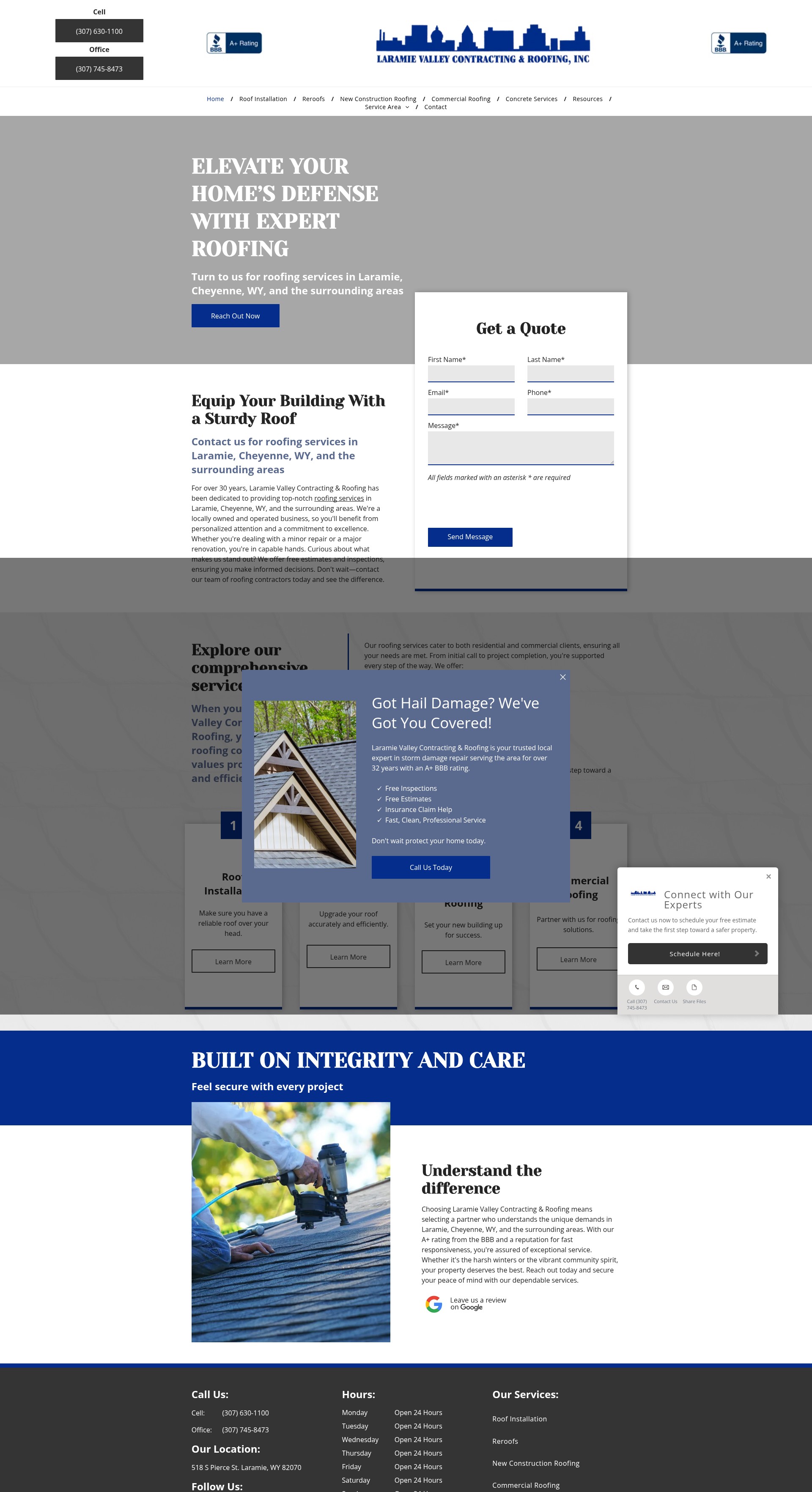Screenshot of roofinglaramievalley.com