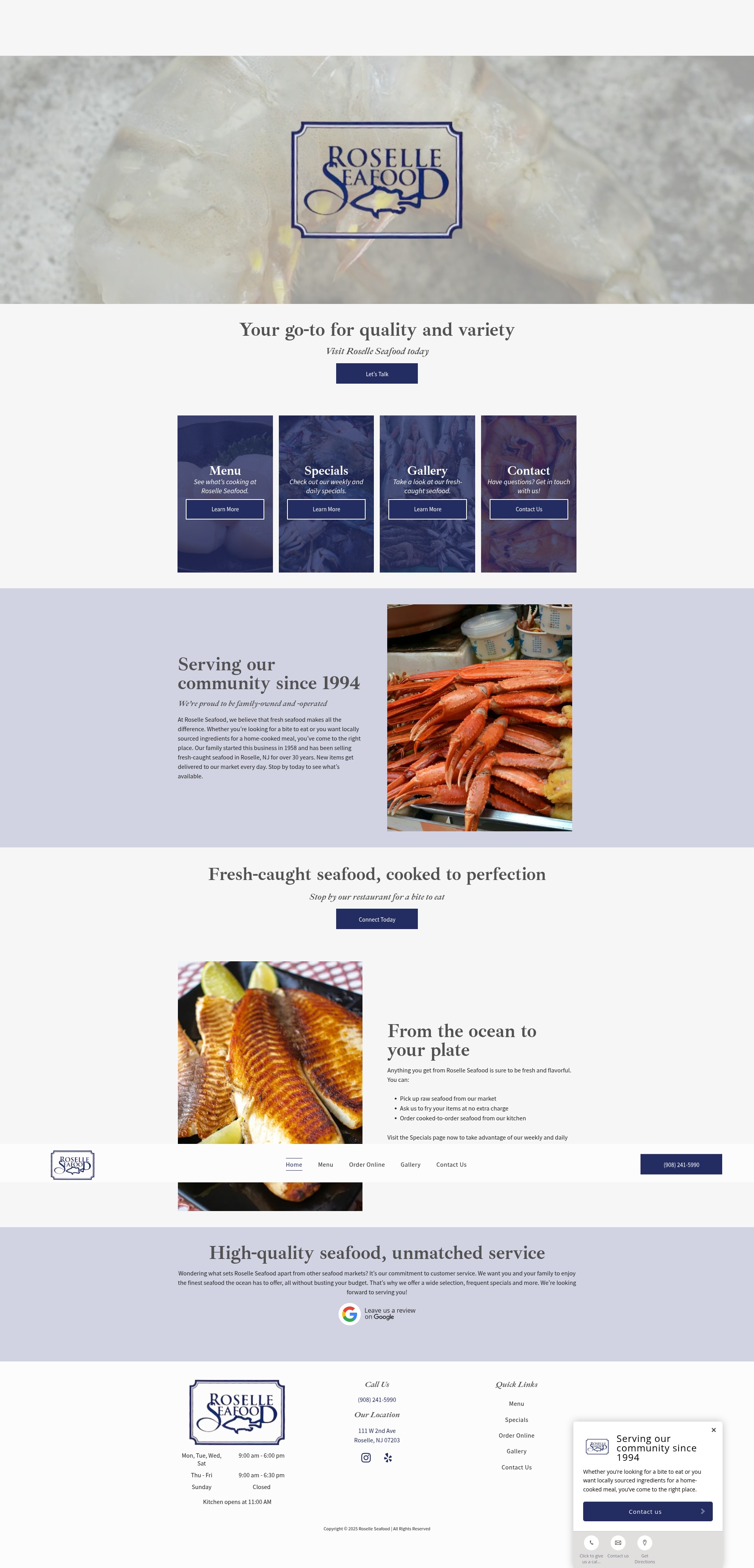 Screenshot of roselleseafoodmarket.com