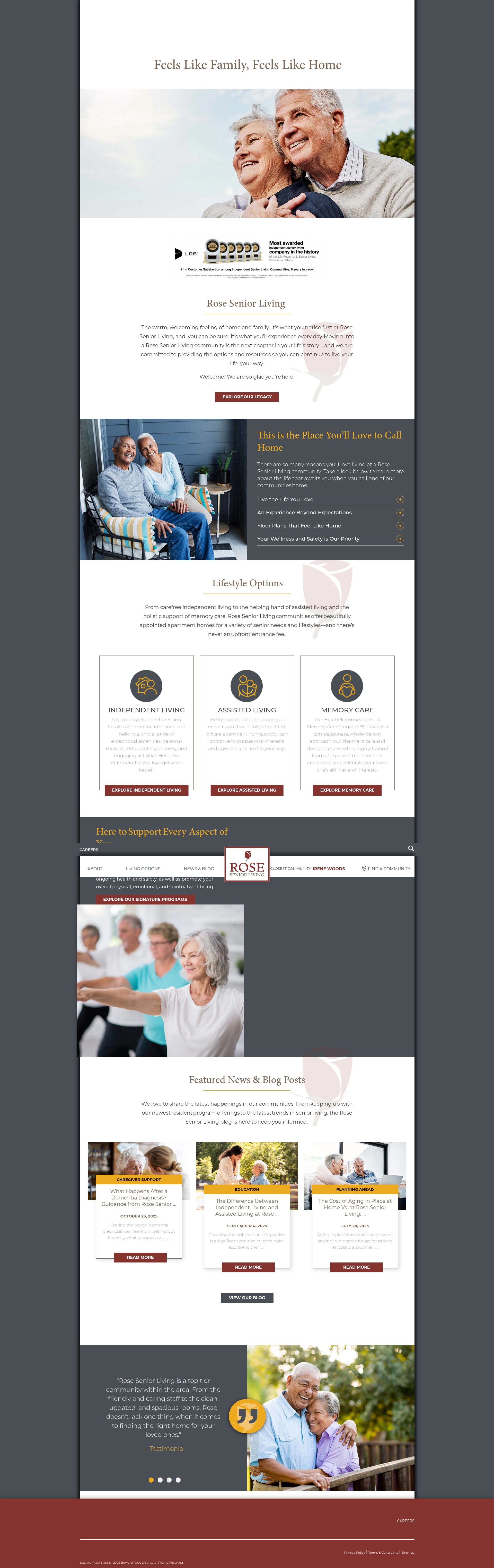 Screenshot of roseseniorliving.com