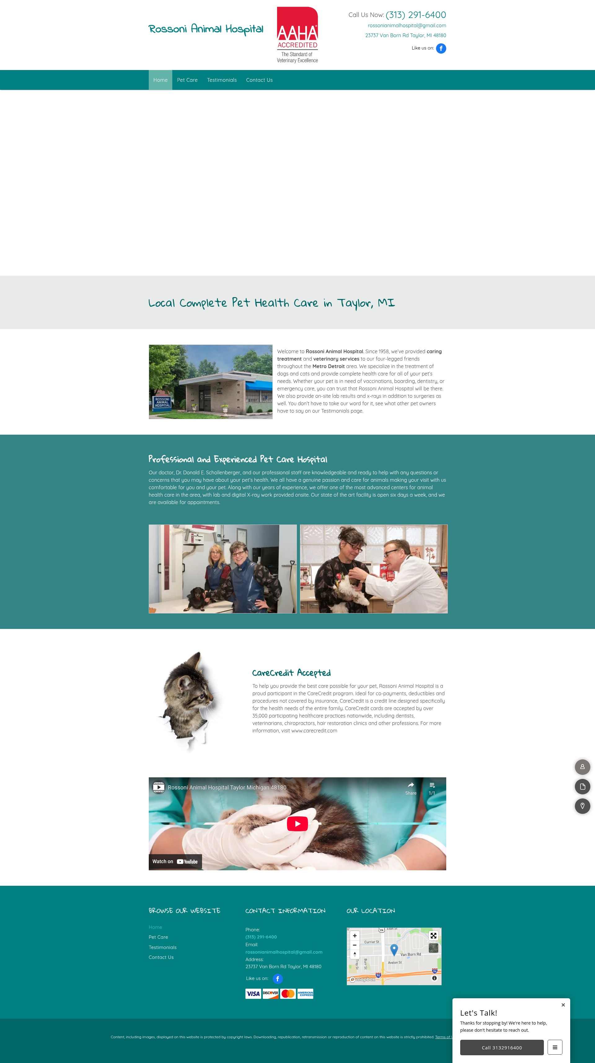 Screenshot of rossonianimalhospital.com