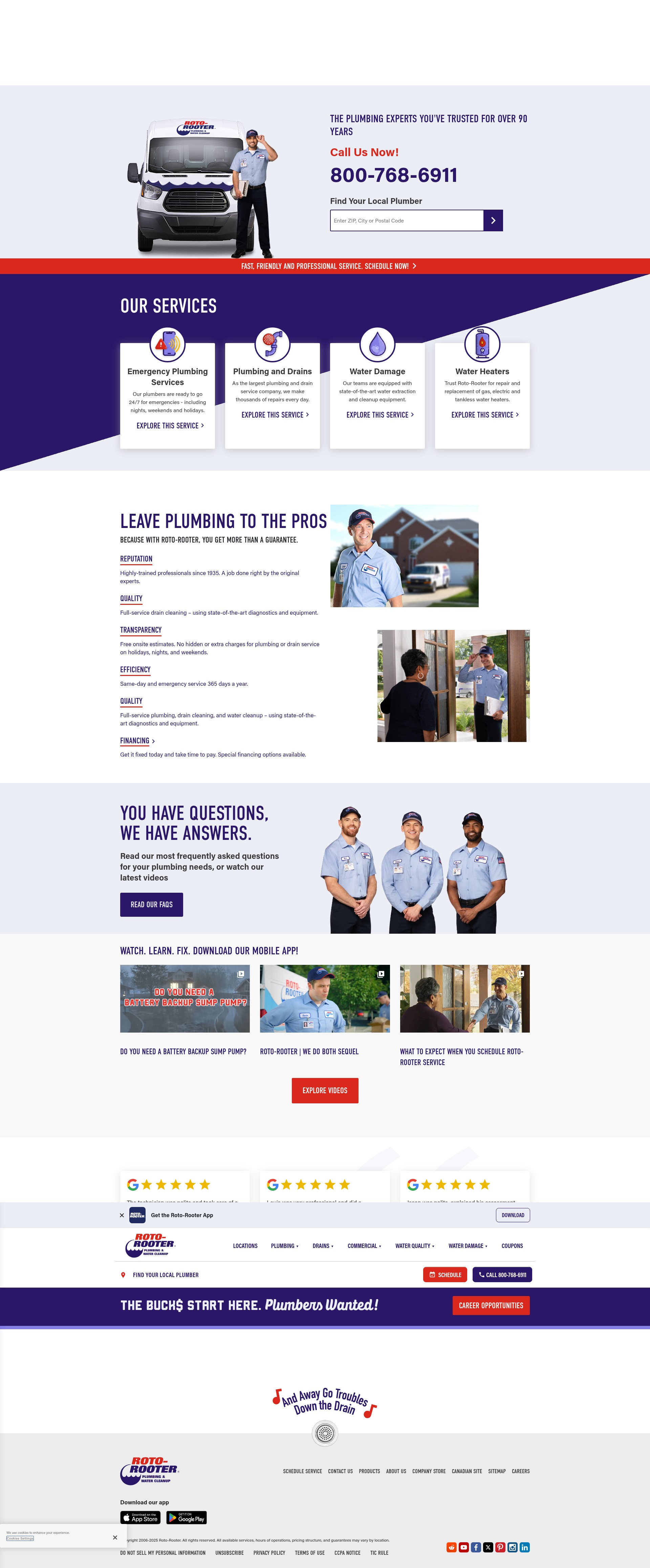 Screenshot of rotorooter.com