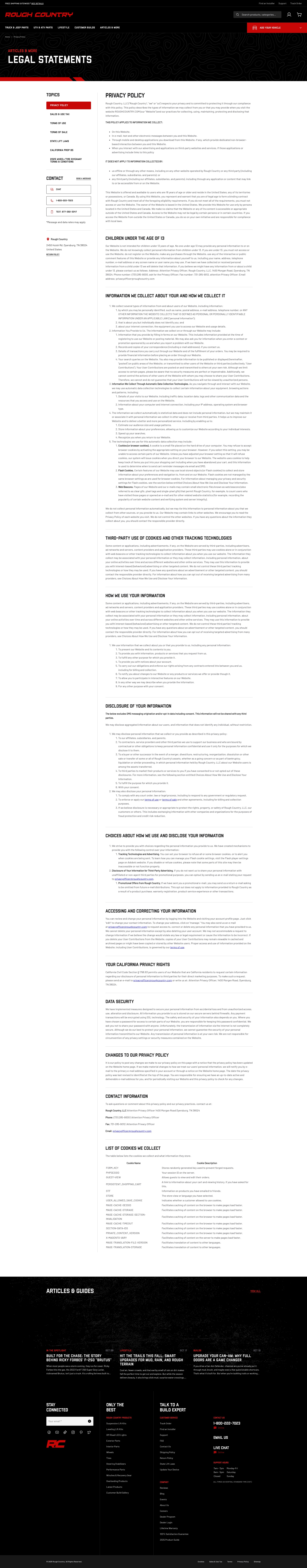 Screenshot of roughcountry.com