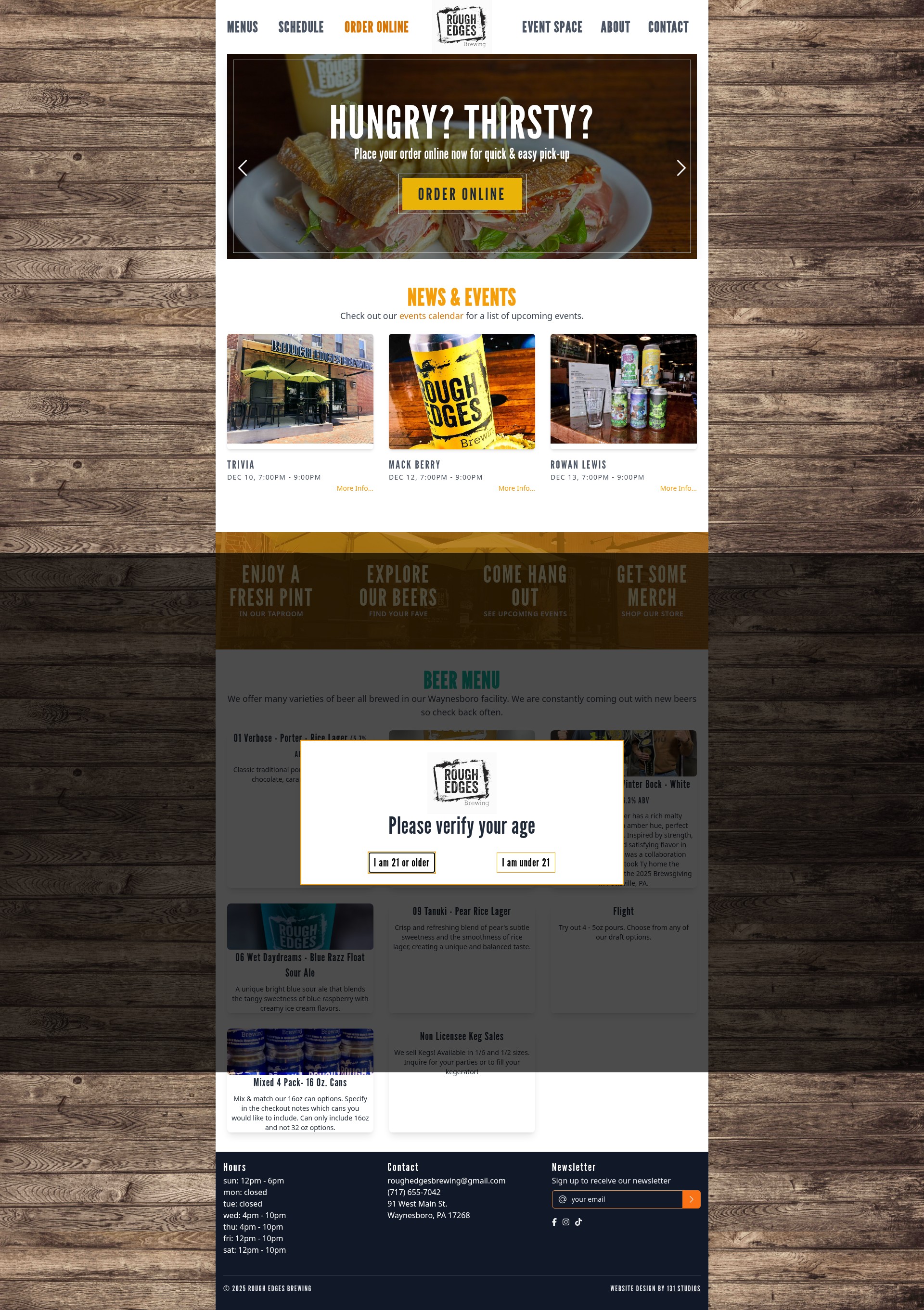 Screenshot of roughedgesbrewing.com