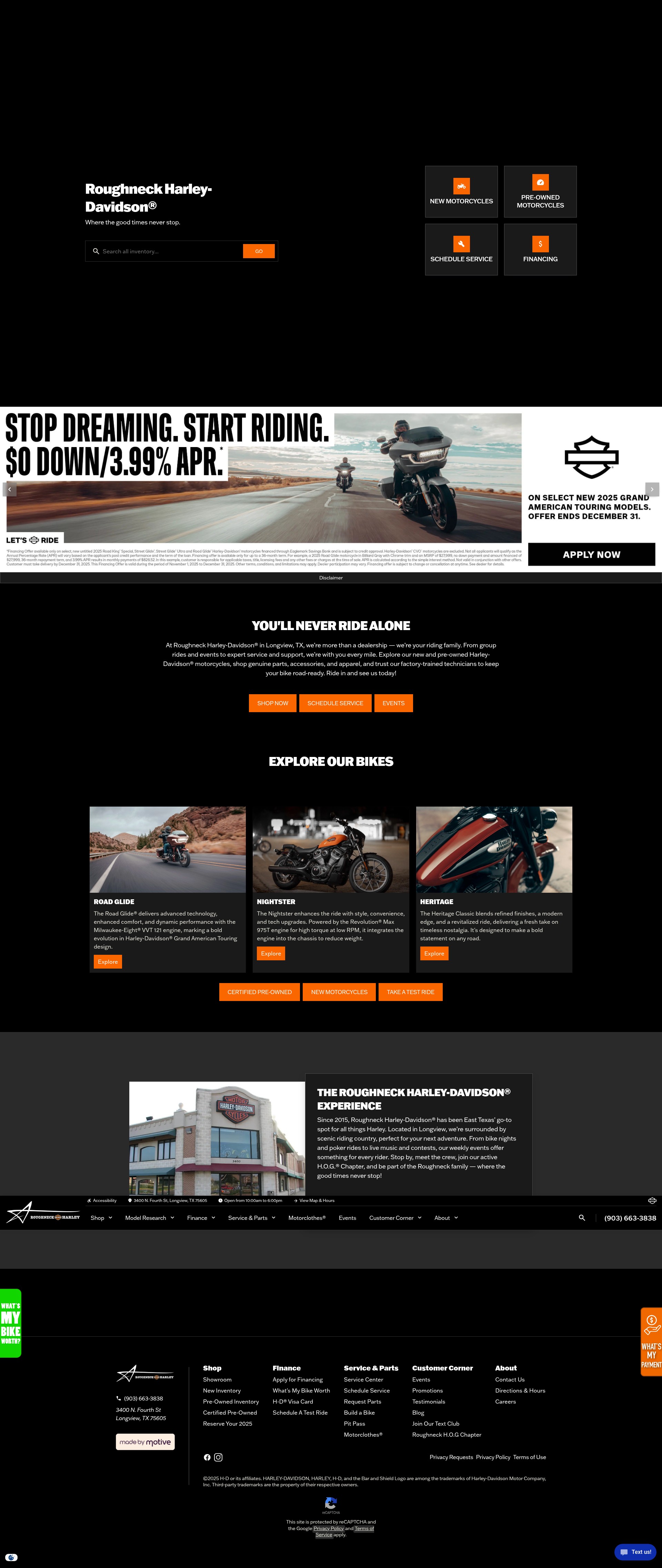 Screenshot of roughneckharley.com