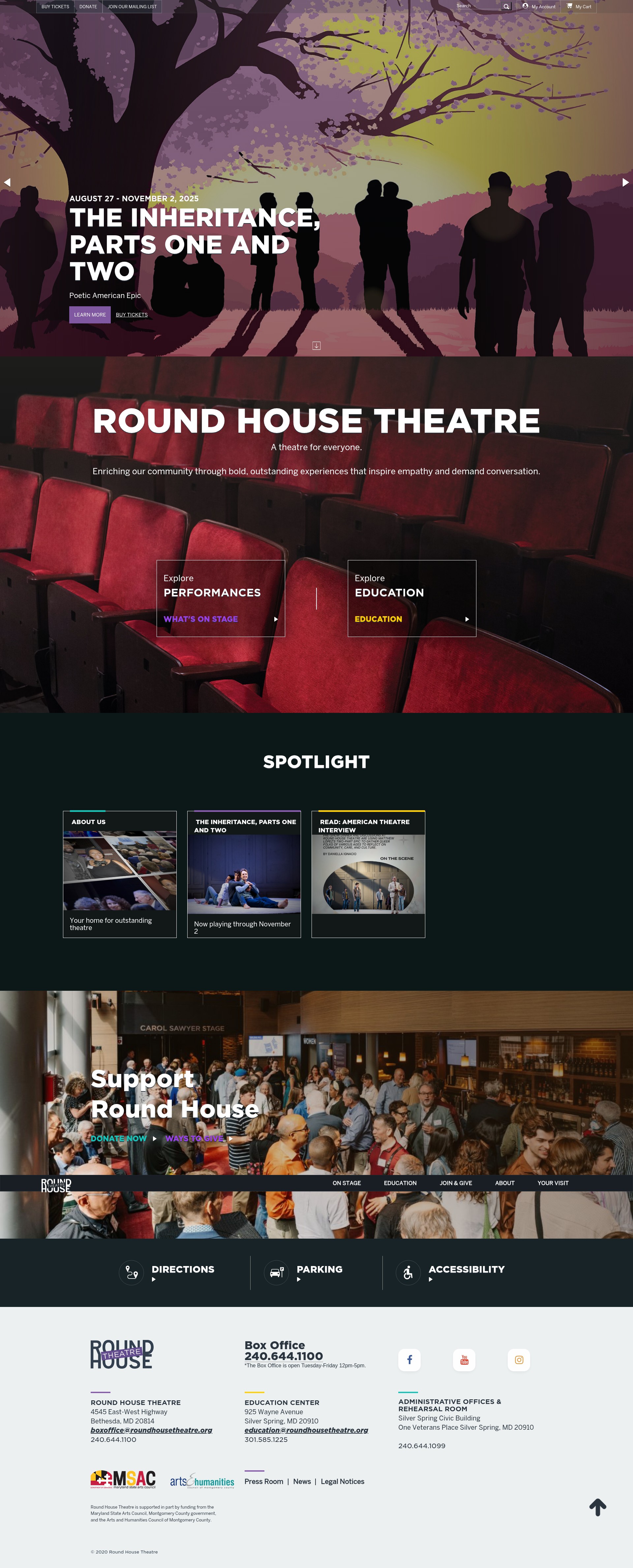 Screenshot of roundhousetheatre.org