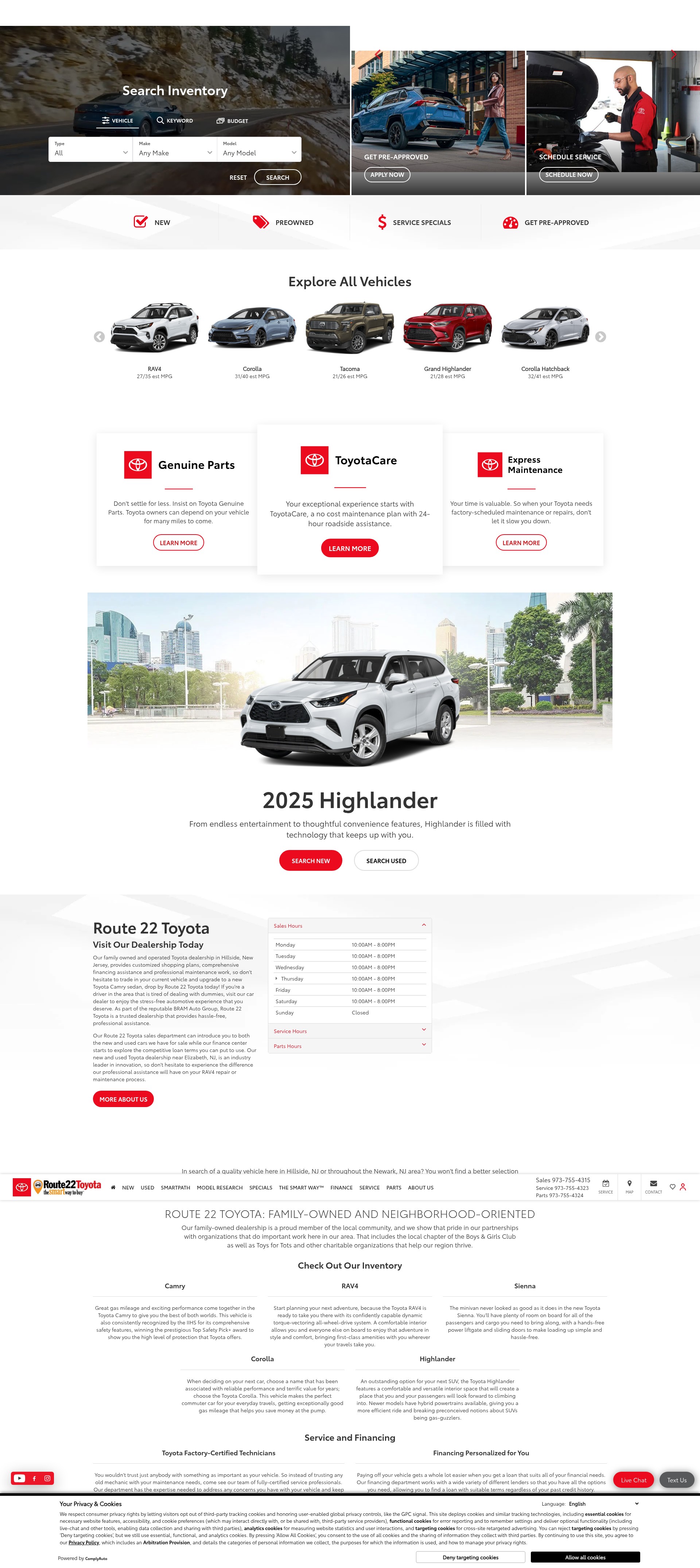 Screenshot of route22toyota.com