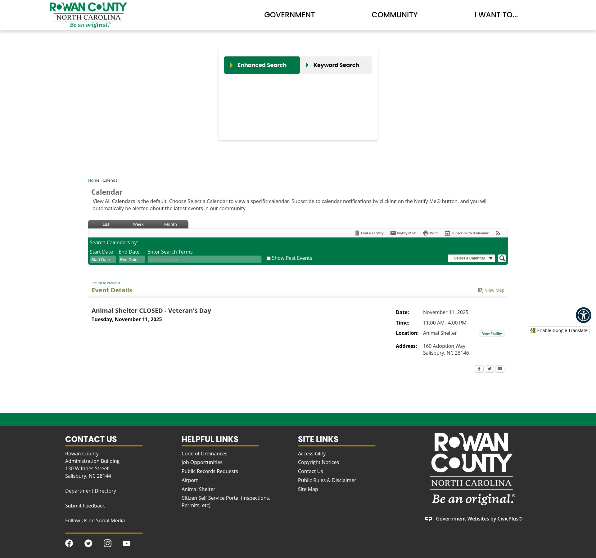 Screenshot of rowancountync.gov