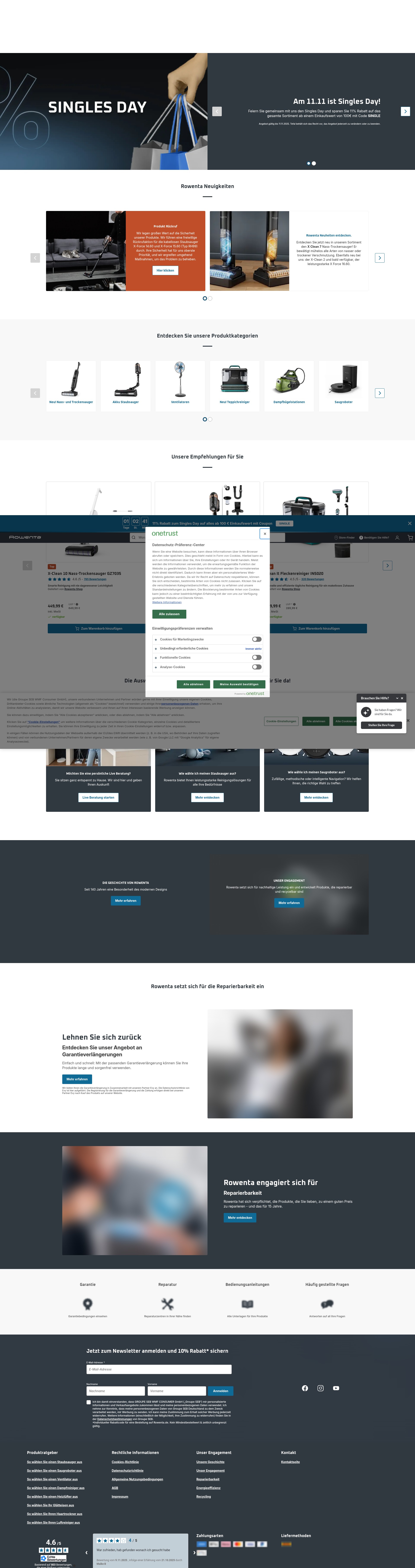 Screenshot of rowenta.de
