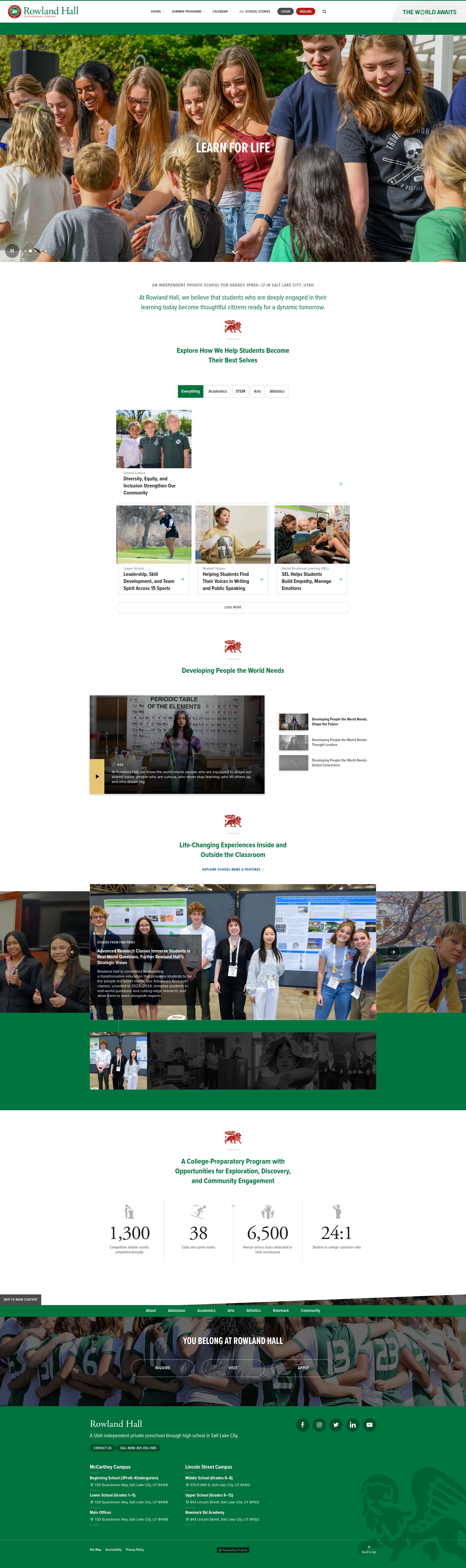 Screenshot of rowlandhall.org
