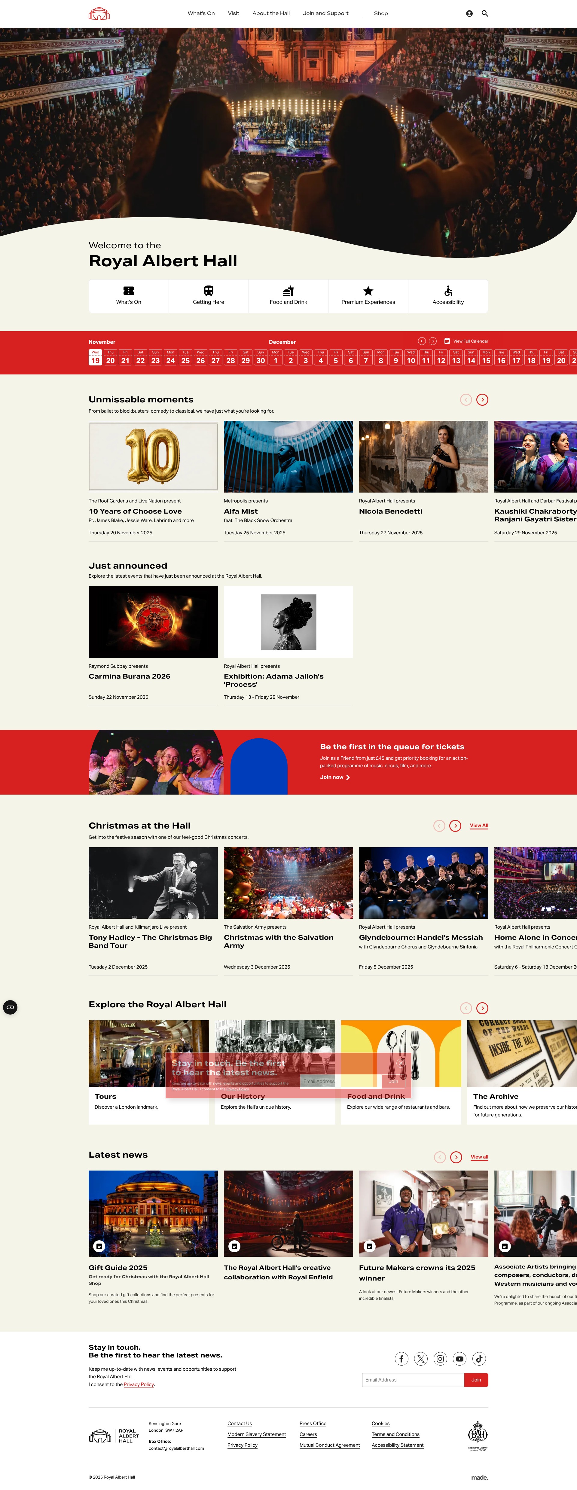 Screenshot of royalalberthall.com