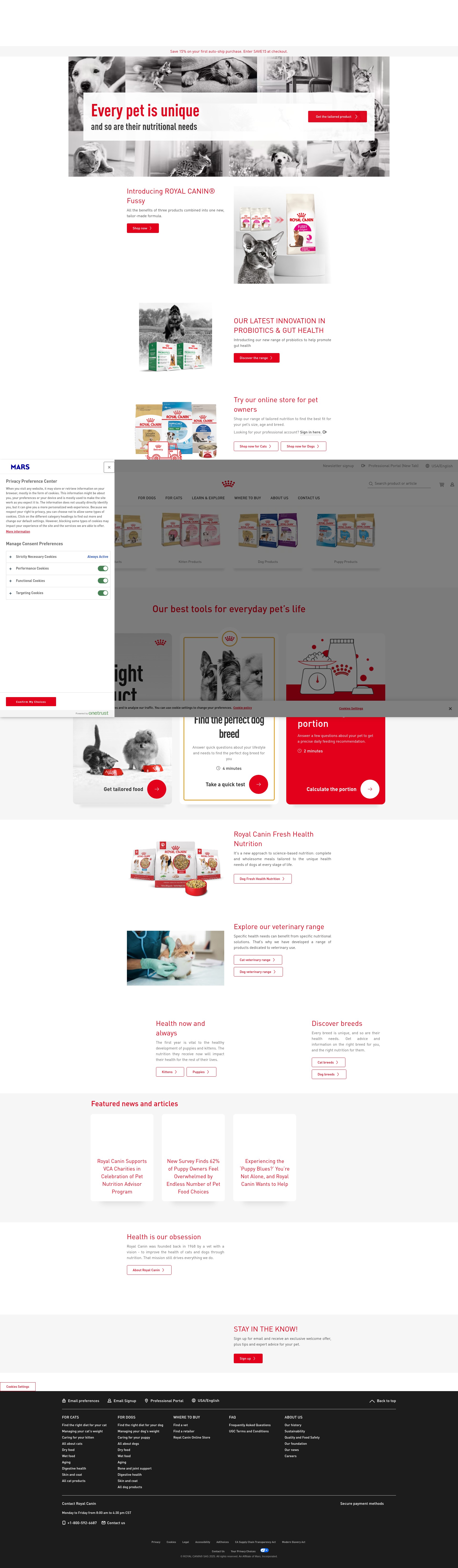 Screenshot of royalcanin.com