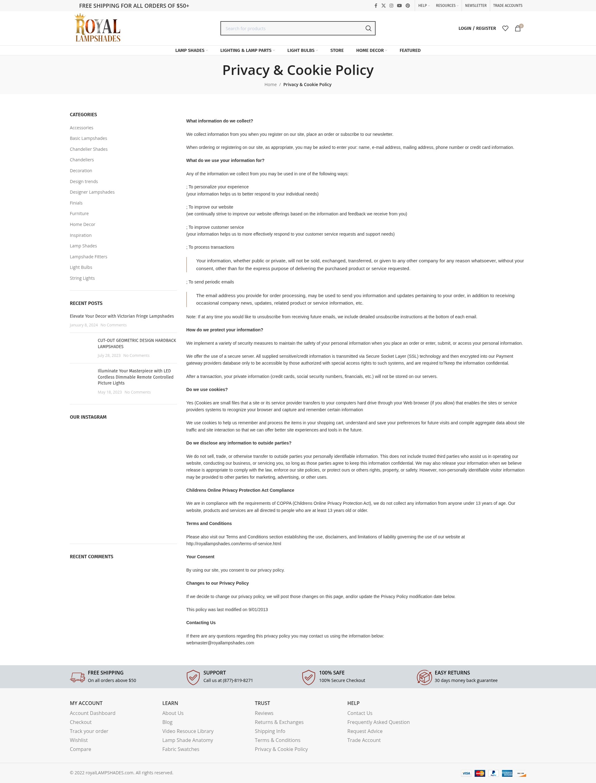 Screenshot of royallampshades.com