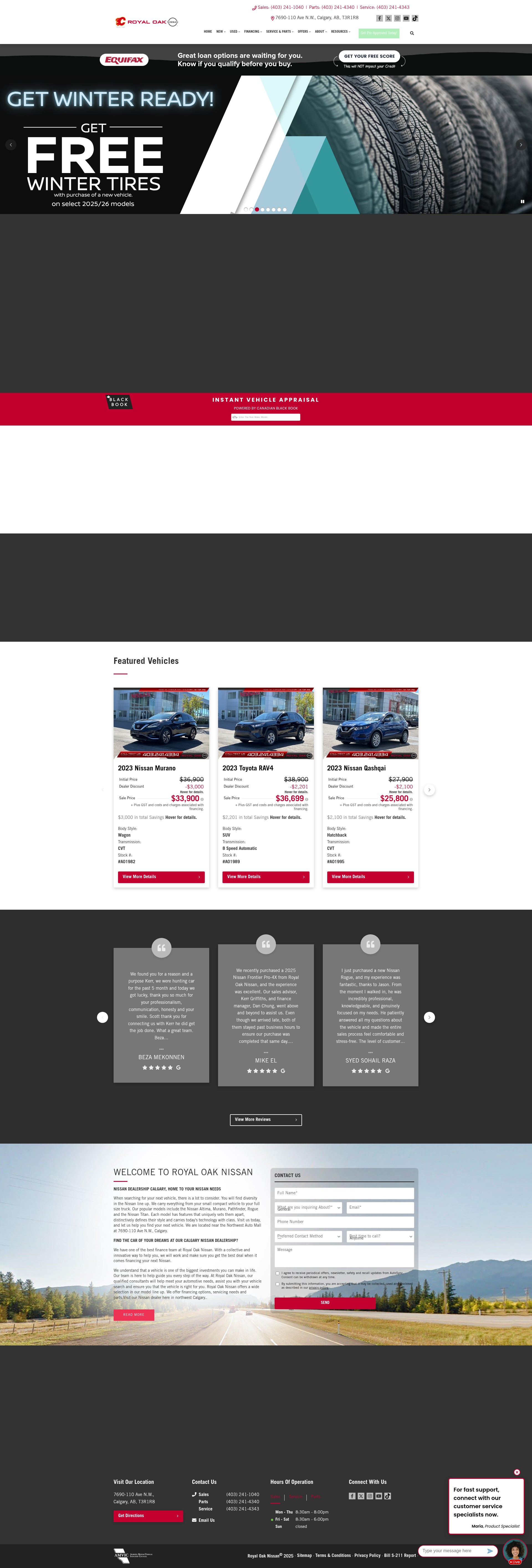 Screenshot of royaloaknissan.ca