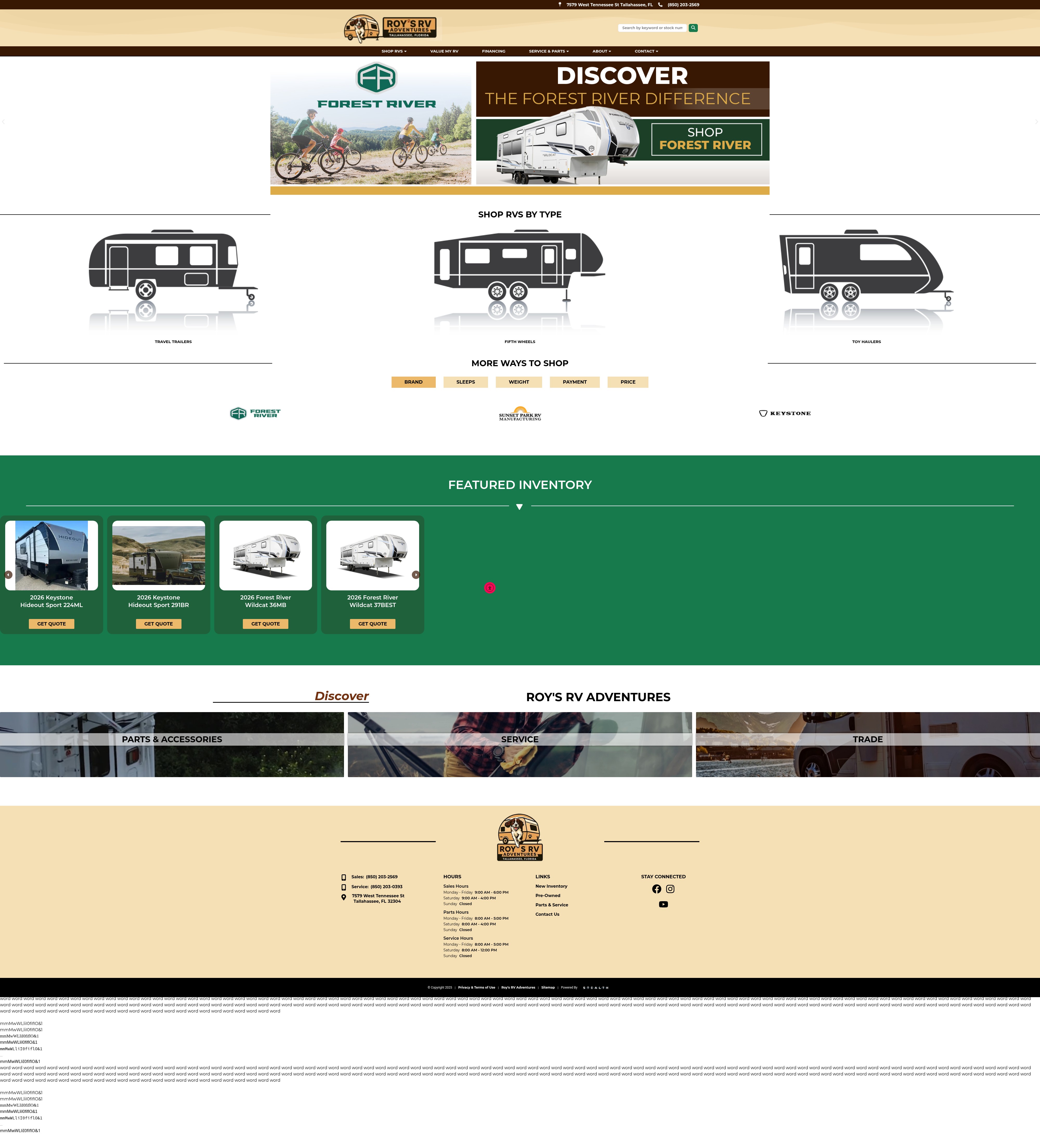 Screenshot of roysrvadventures.com