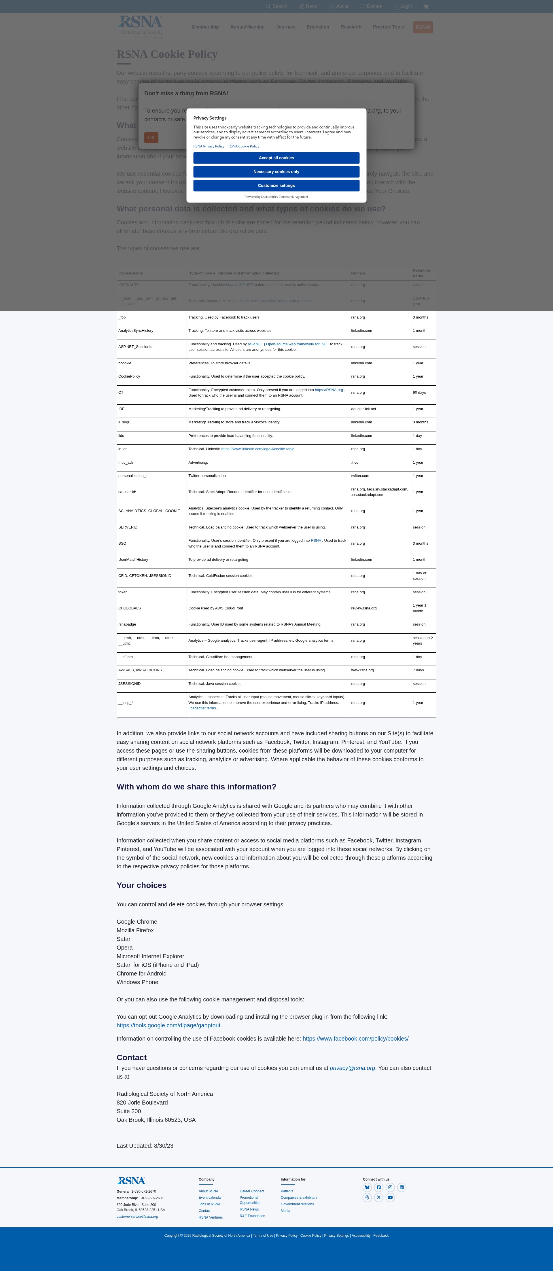 Screenshot of rsna.org
