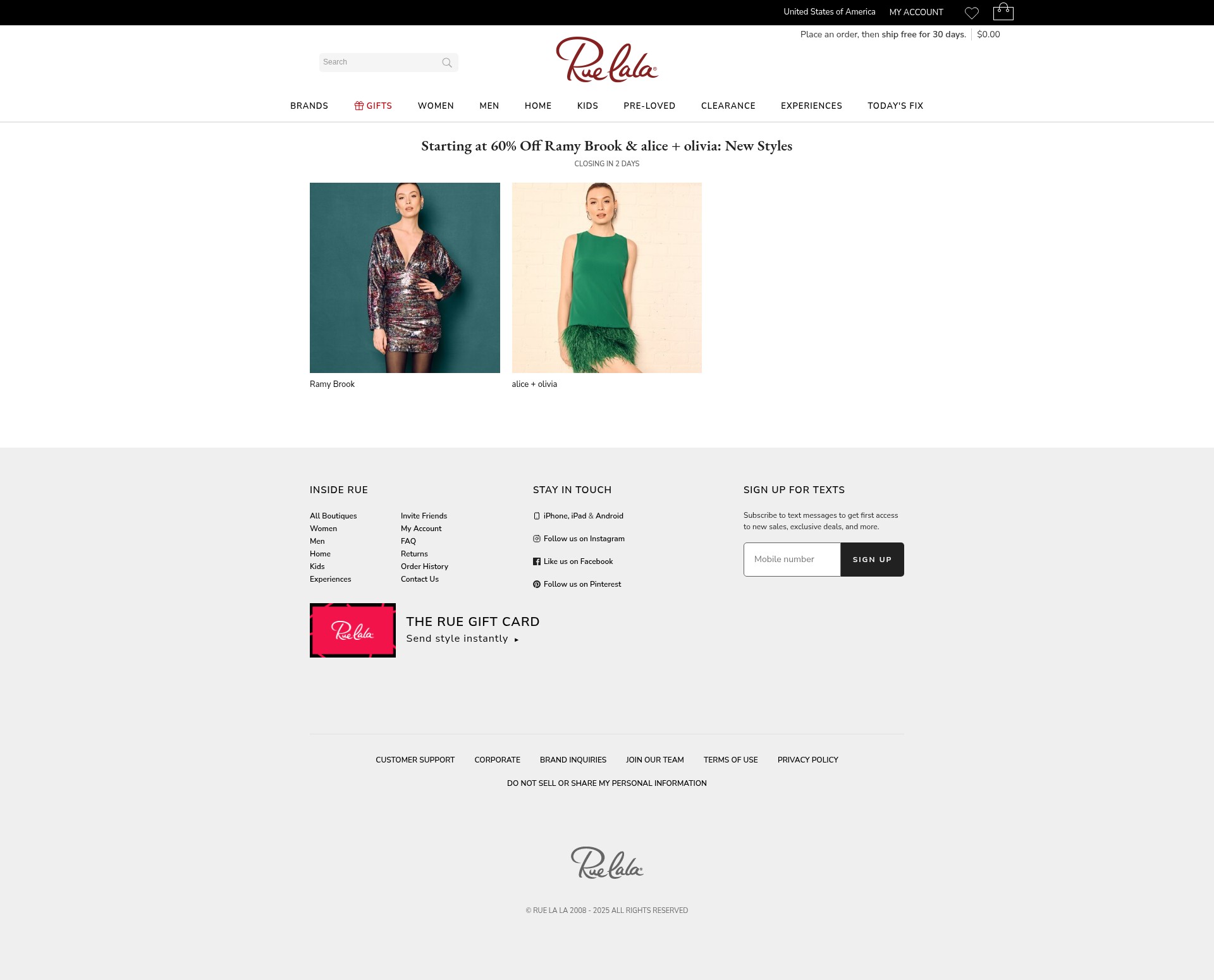 Screenshot of ruelala.com