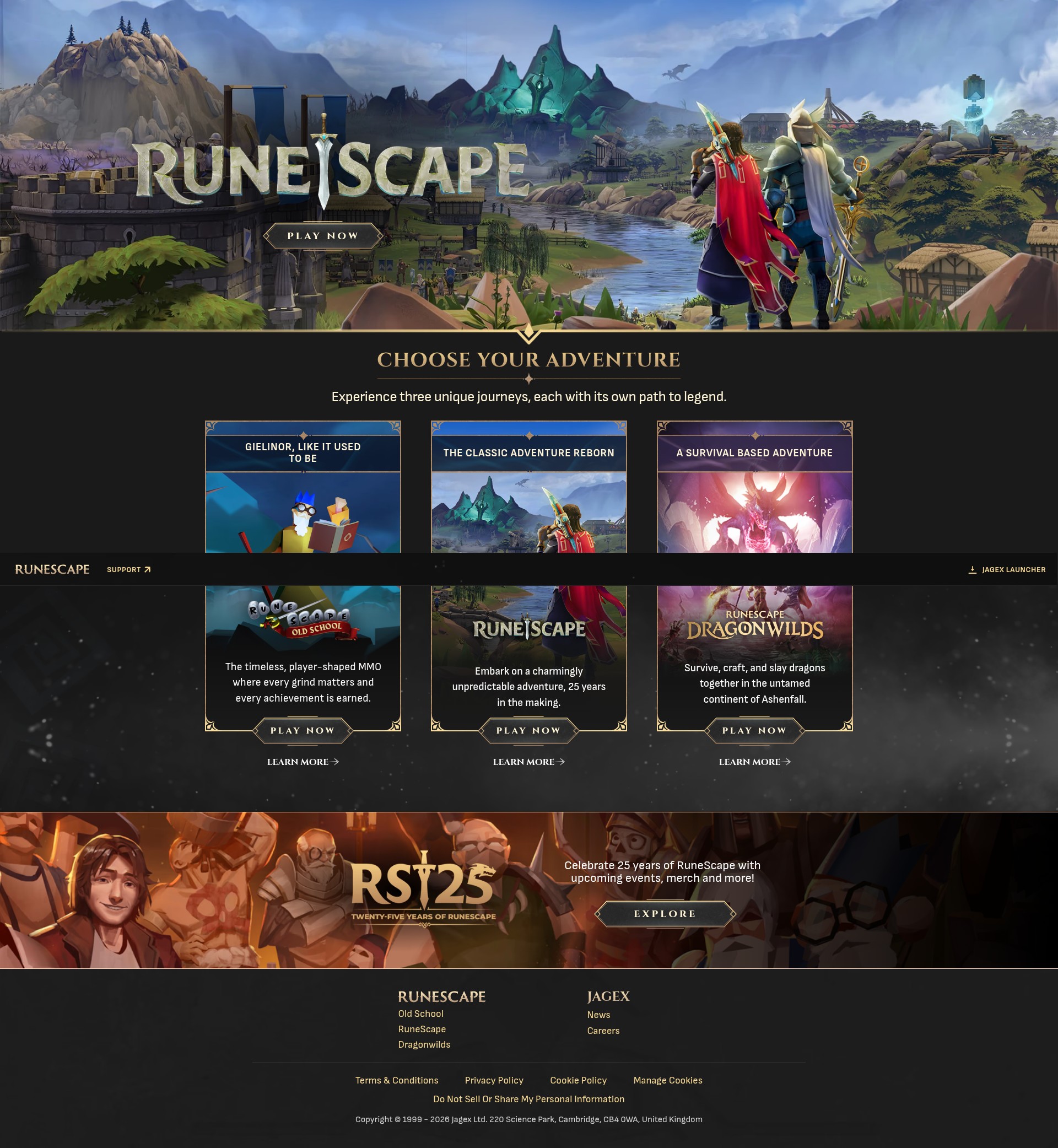 Screenshot of runescape.com