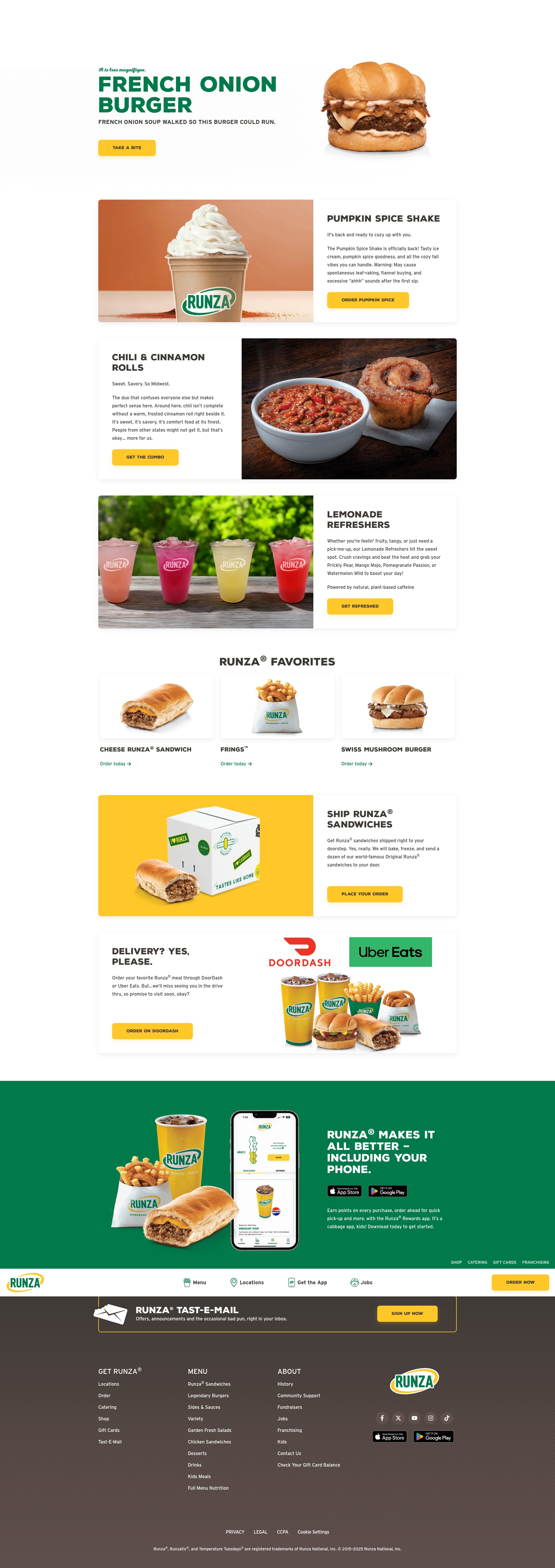 Screenshot of runza.com