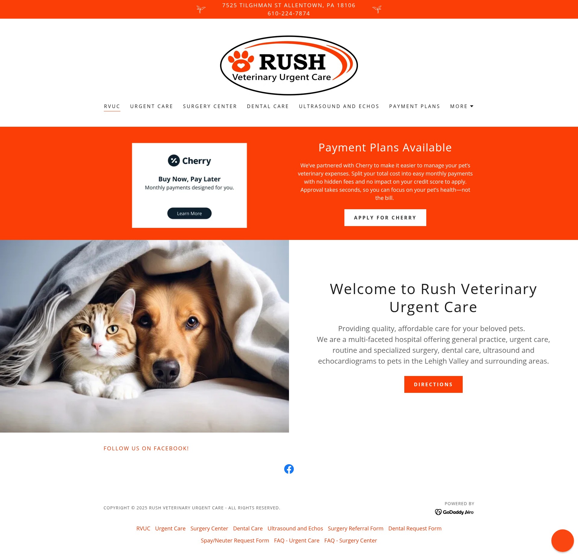 Screenshot of rushveturgentcare.net