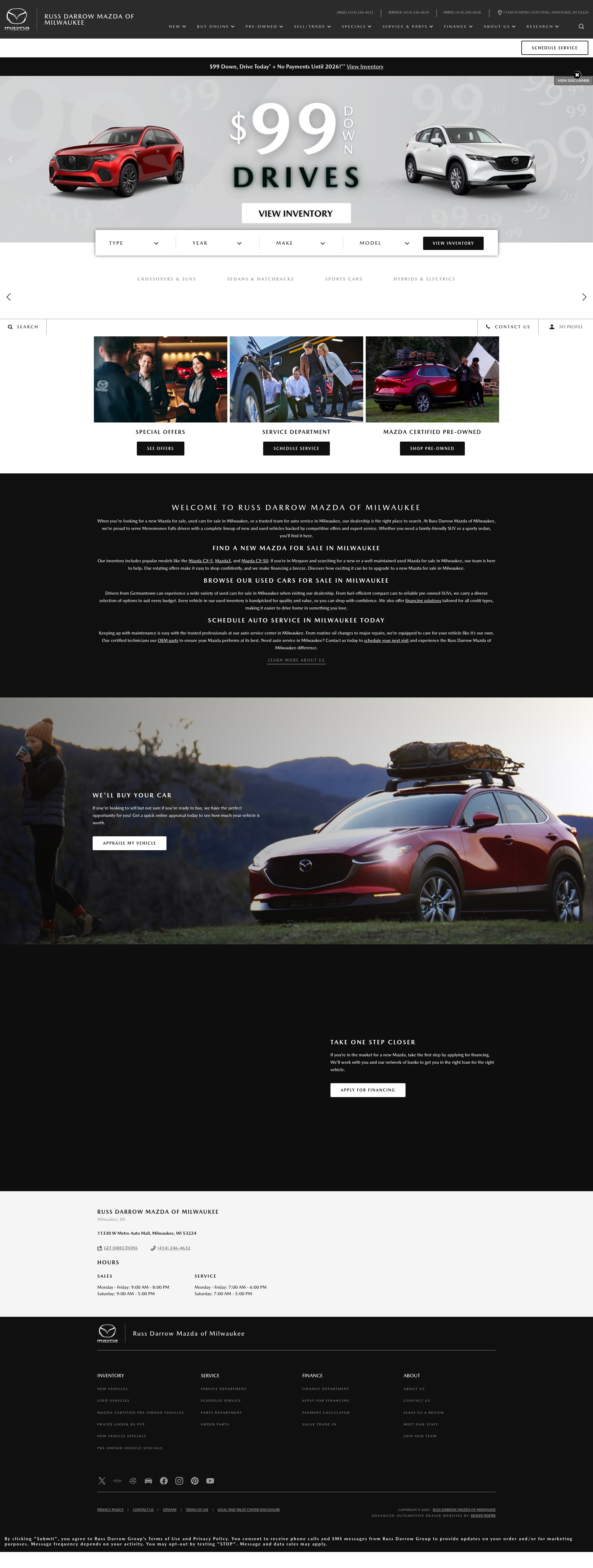 Screenshot of russdarrowmazdaofmilwaukee.com