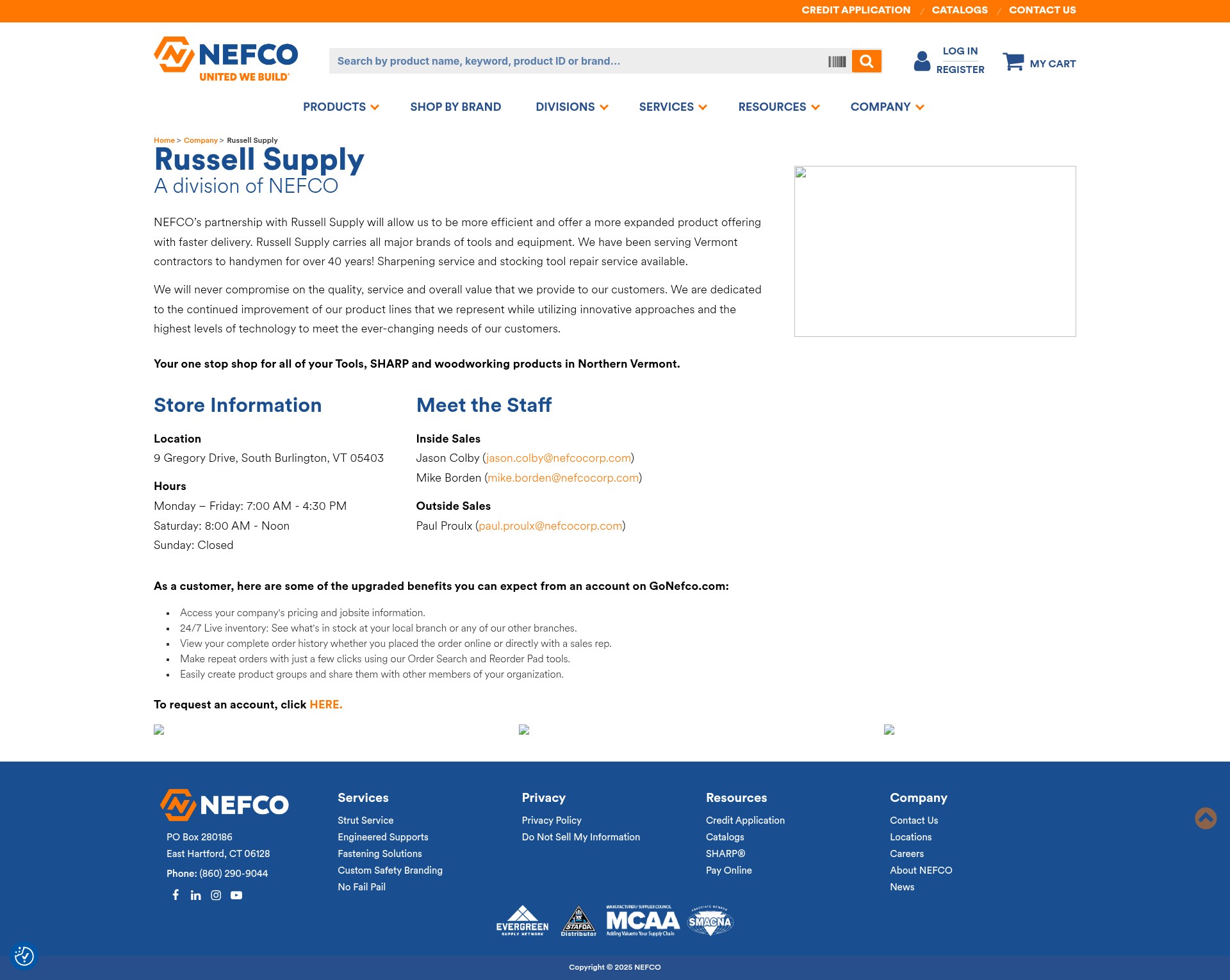 Screenshot of russellsupply.com