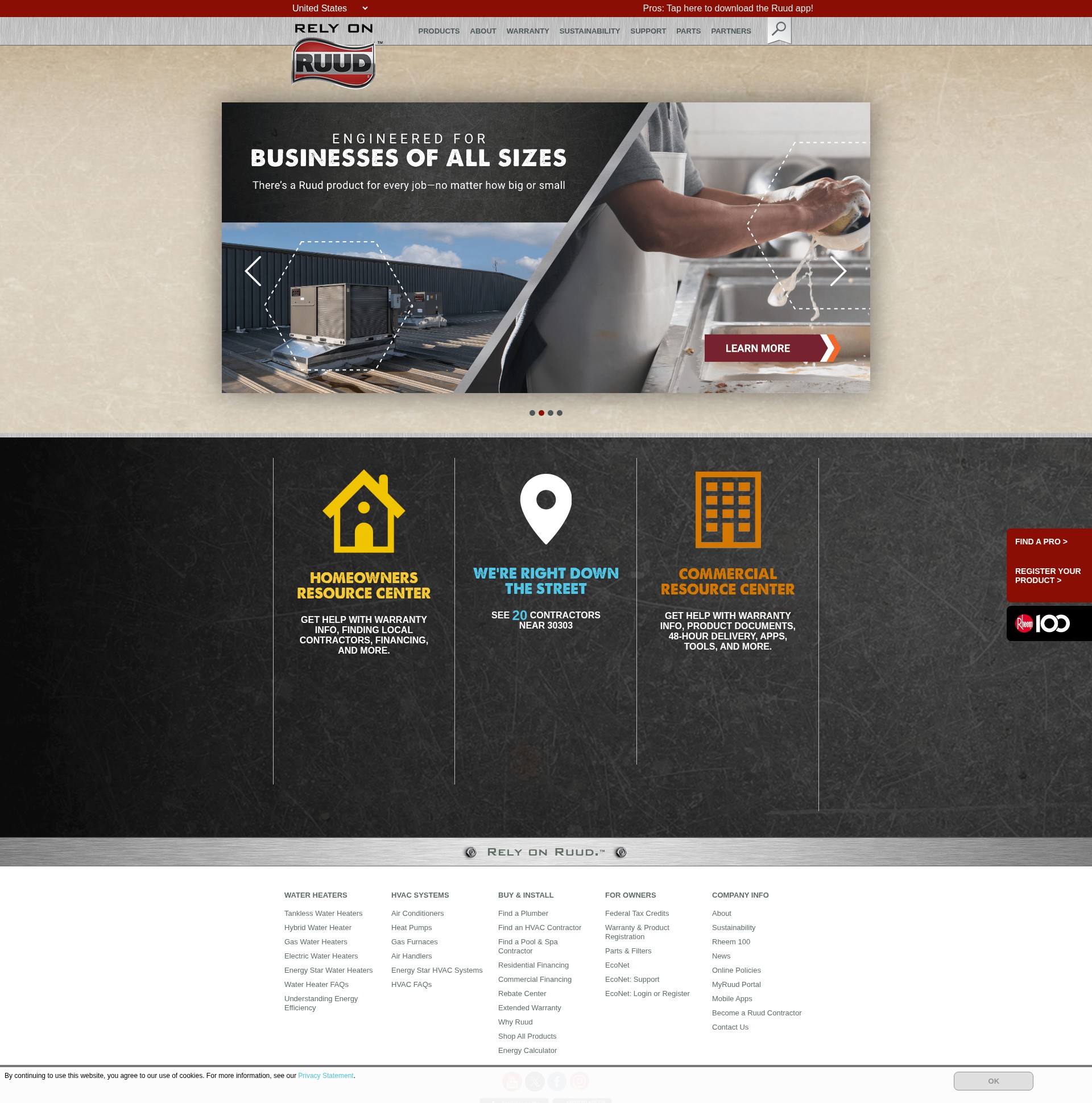 Screenshot of ruud.com